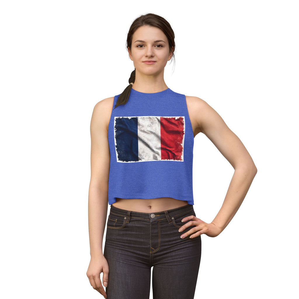 Distressed French Flag Crop Top | France Tricolor Tank
