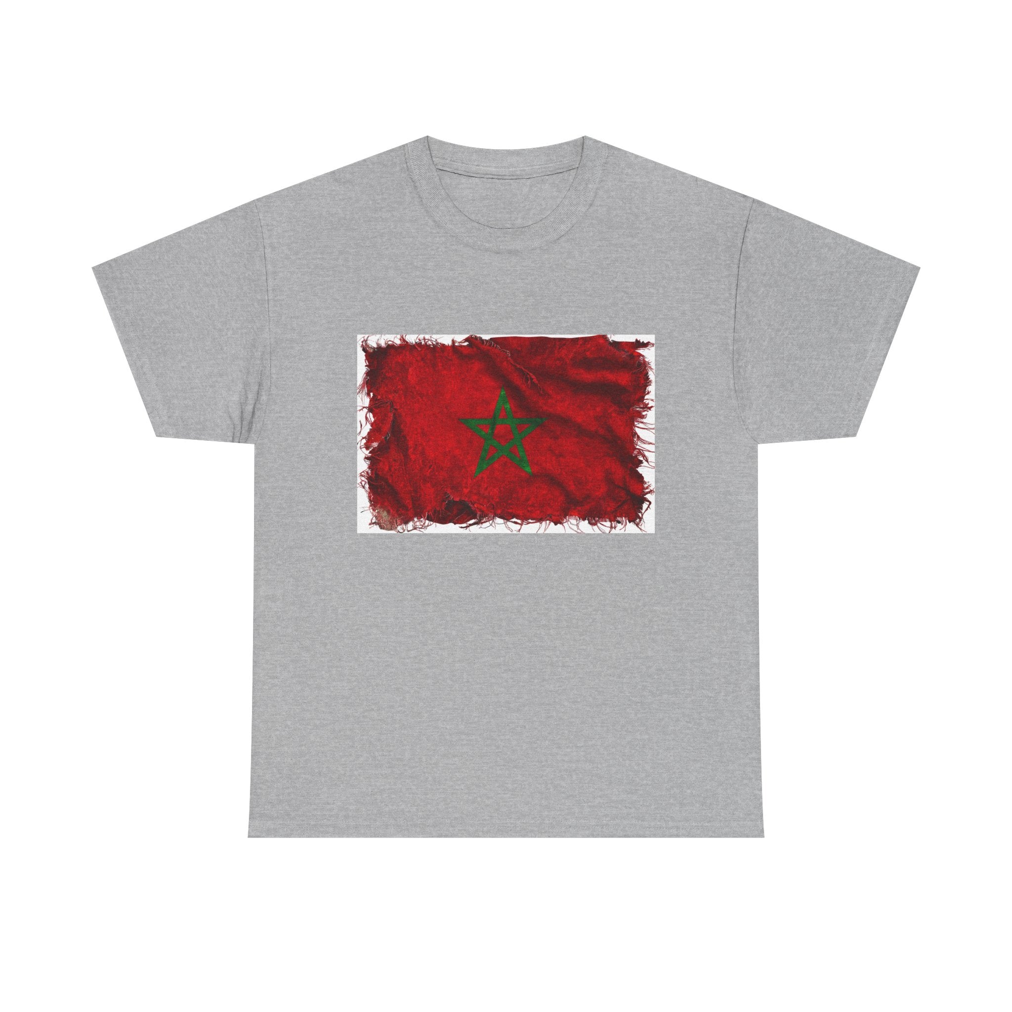 Distressed Morocco Flag Tee | Morocco Graphic Cotton T-Shirt