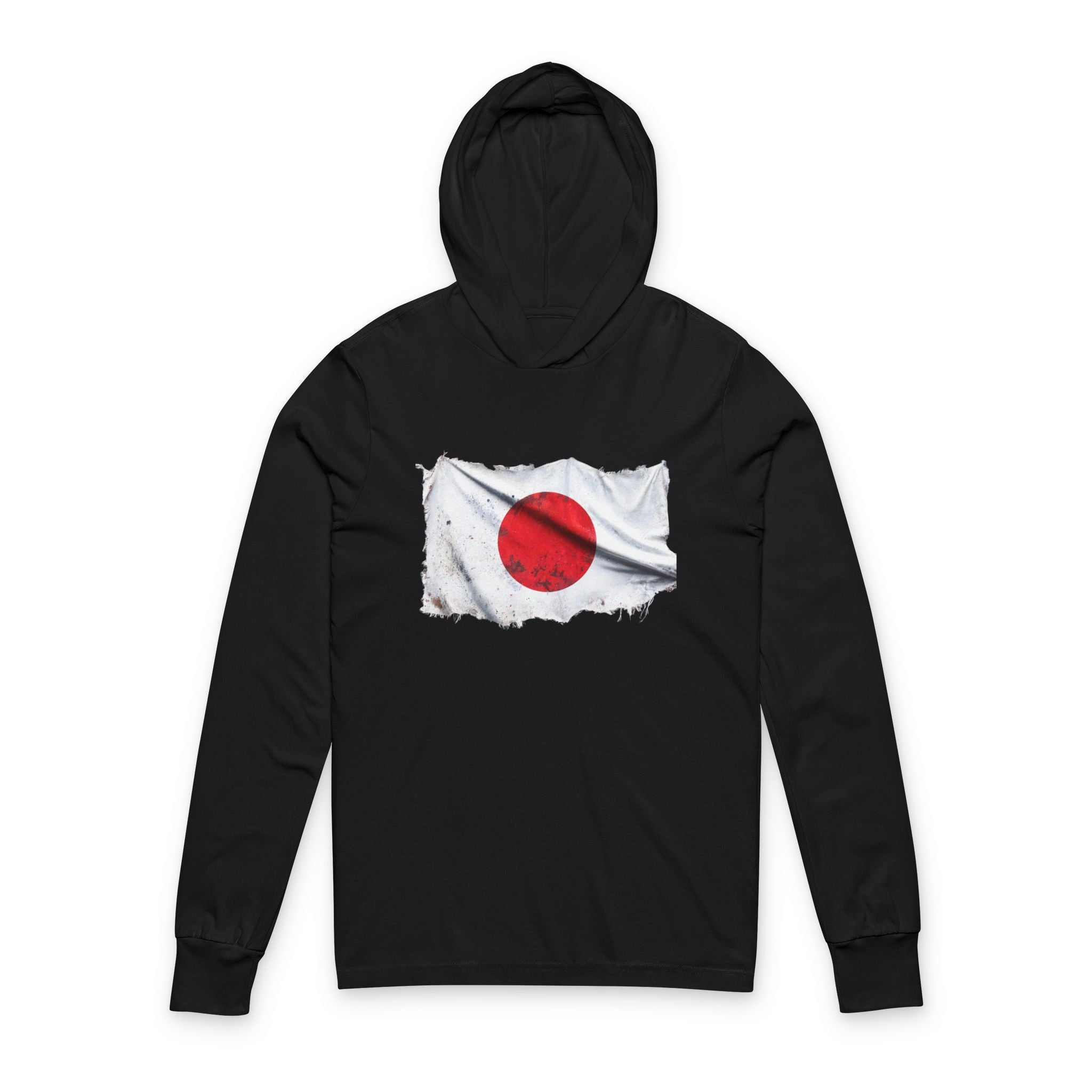 Torn Japan Flag Hooded Tee | Japanese Flag Graphic Hooded Tee