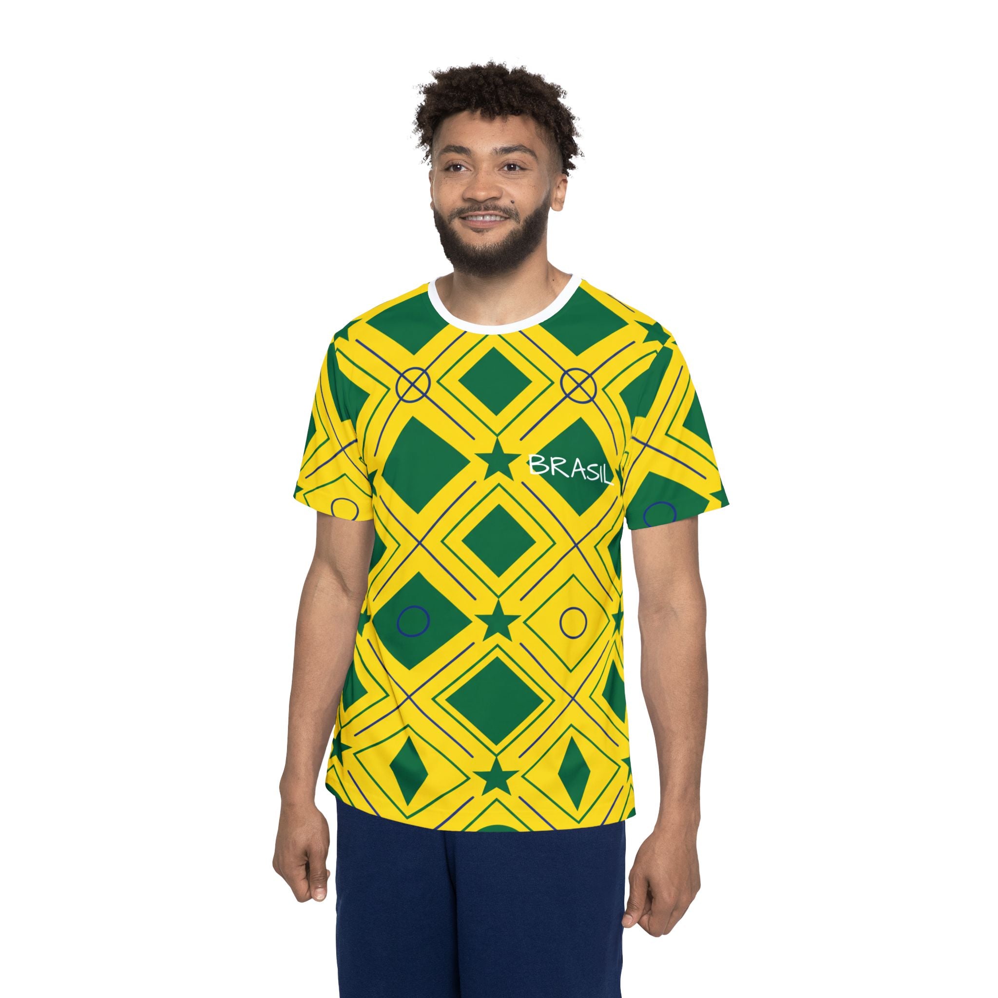 Brazil Geometric Pattern Jersey | Yellow Green Brasil Soccer Shirt