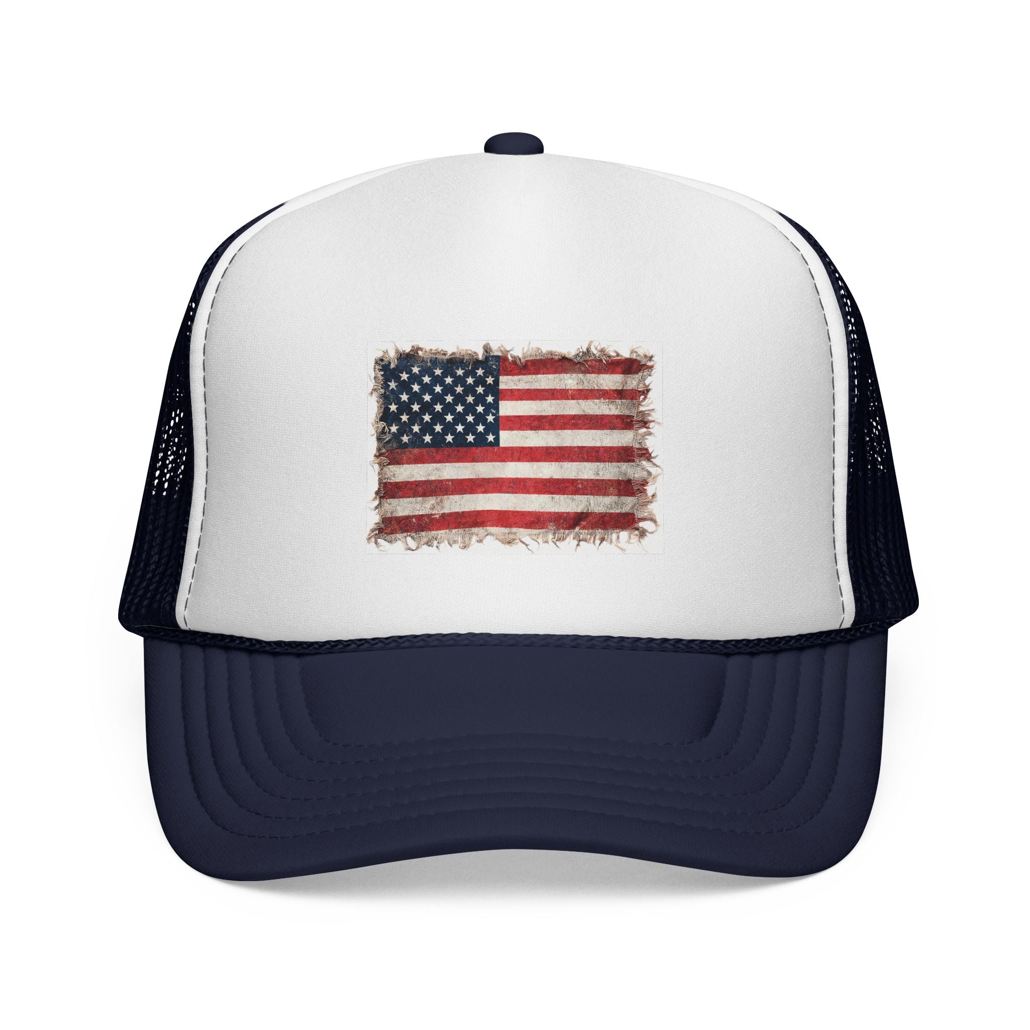 Distressed American Flag Trucker Cap | USA Flag Trucker Cap