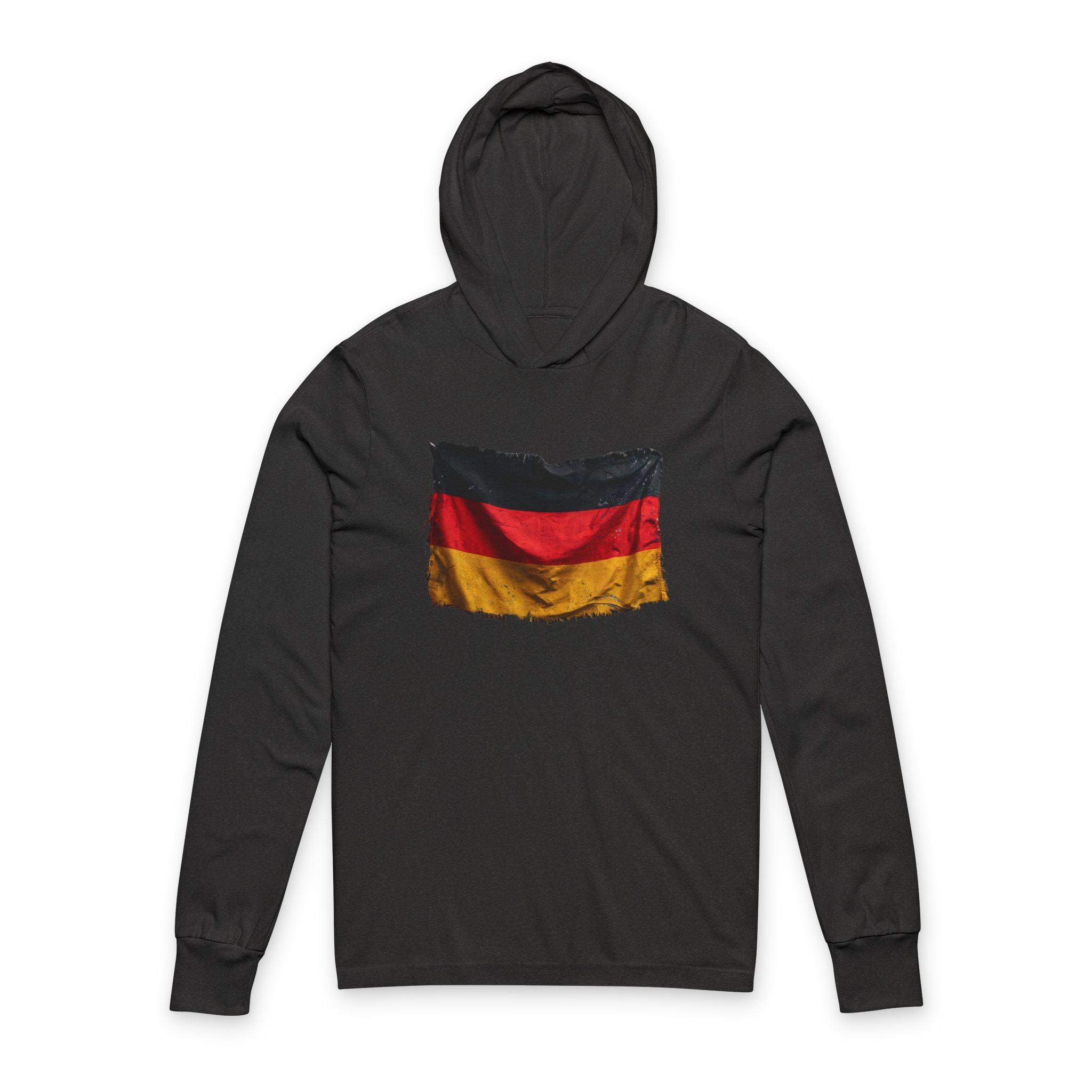 Distressed Germany Flag Hooded Long Sleeve Tee | Germany Graphic Sleeve Hoodie