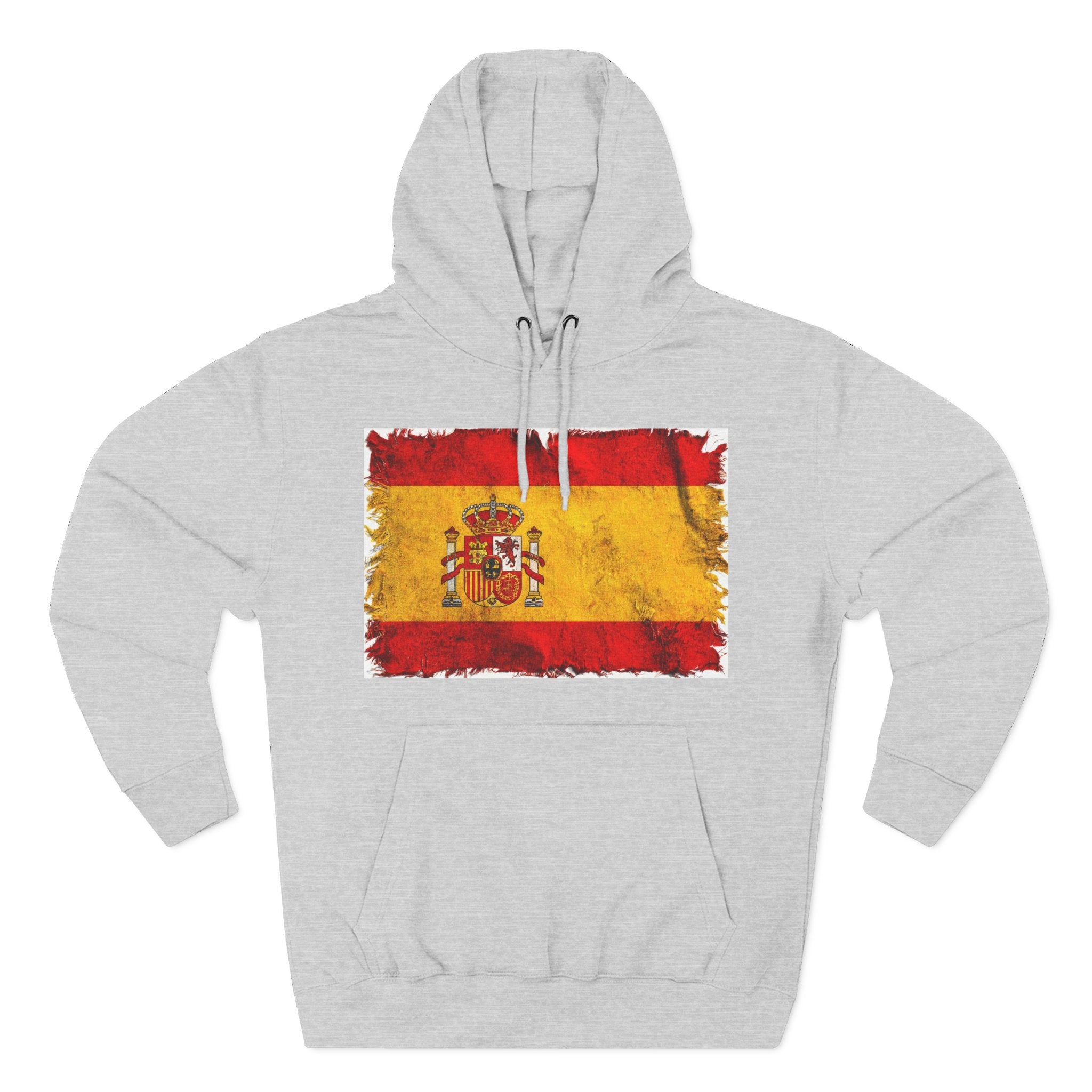 Distressed Spain Flag Pullover Hoodie | Spain Graphic Fleece Hoodie