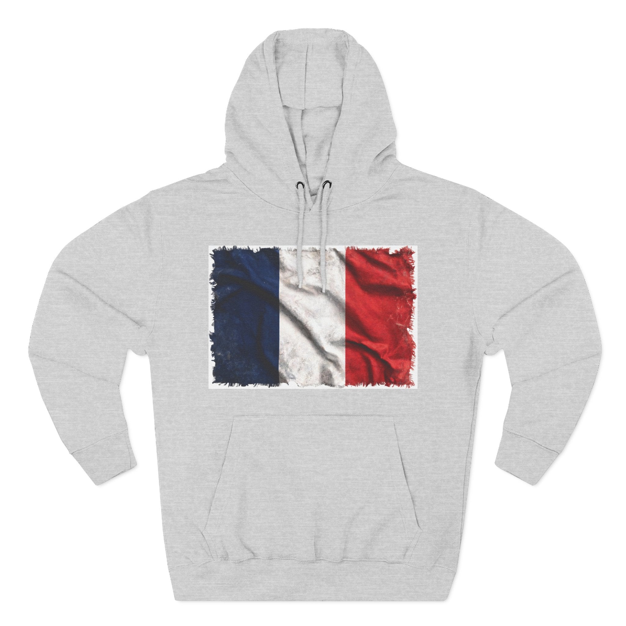 Distressed France Flag Pullover Hoodie | France Graphic Fleece Hoodie