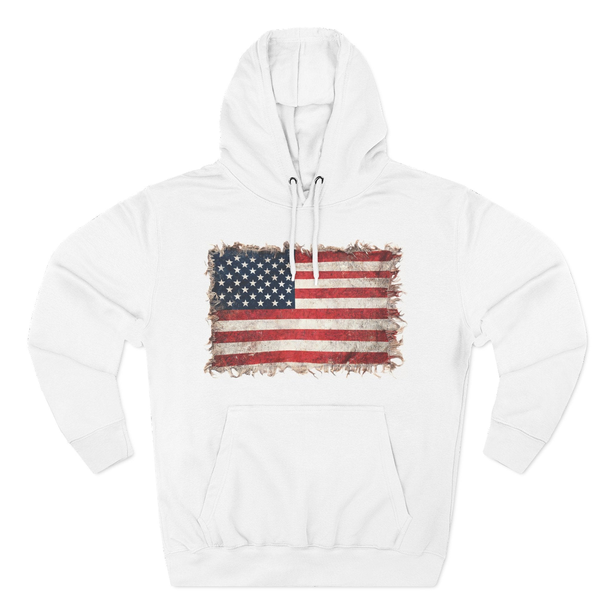 Distressed USA Flag Pullover Hoodie | USA American Flag Fleece Hoodie
