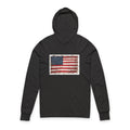 Distressed USA Flag Hooded Long Sleeve Tee | USA American Flag Sleeve Hoodie