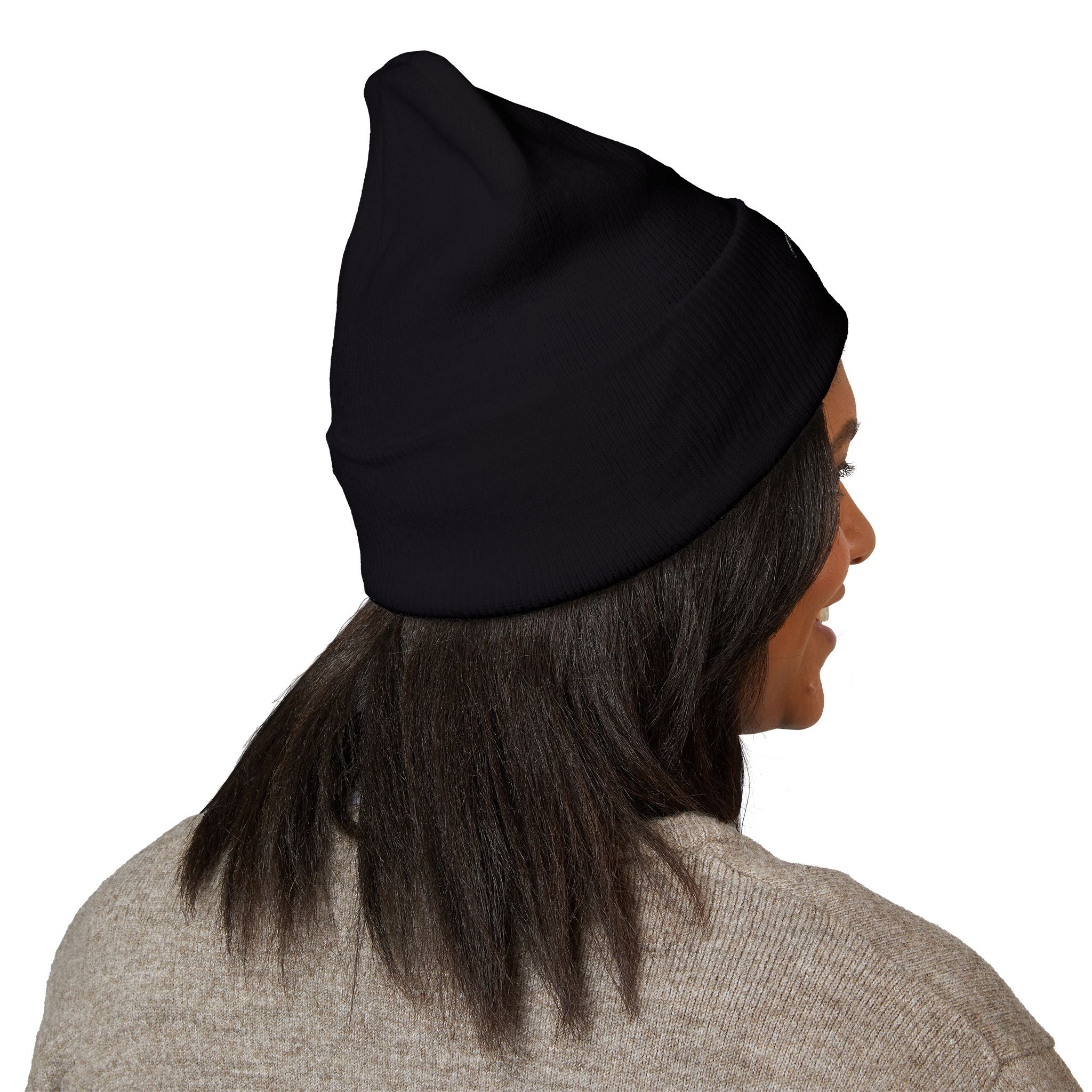 Embroidered Rose Knight Kick Beanie — Classic Cuffed Knit Hat