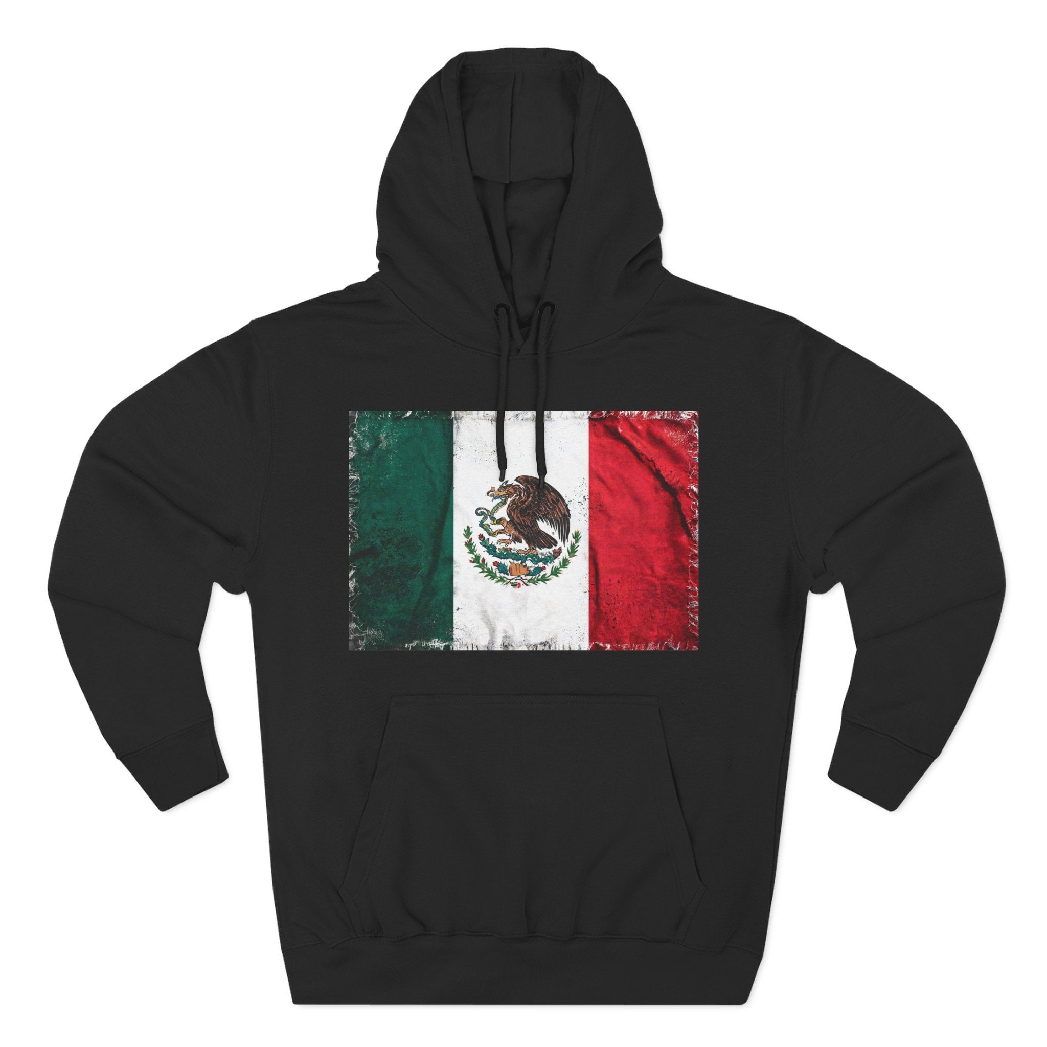 Distressed Mexico Flag Pullover Hoodie | Mexico Graphic Fleece Hoodie