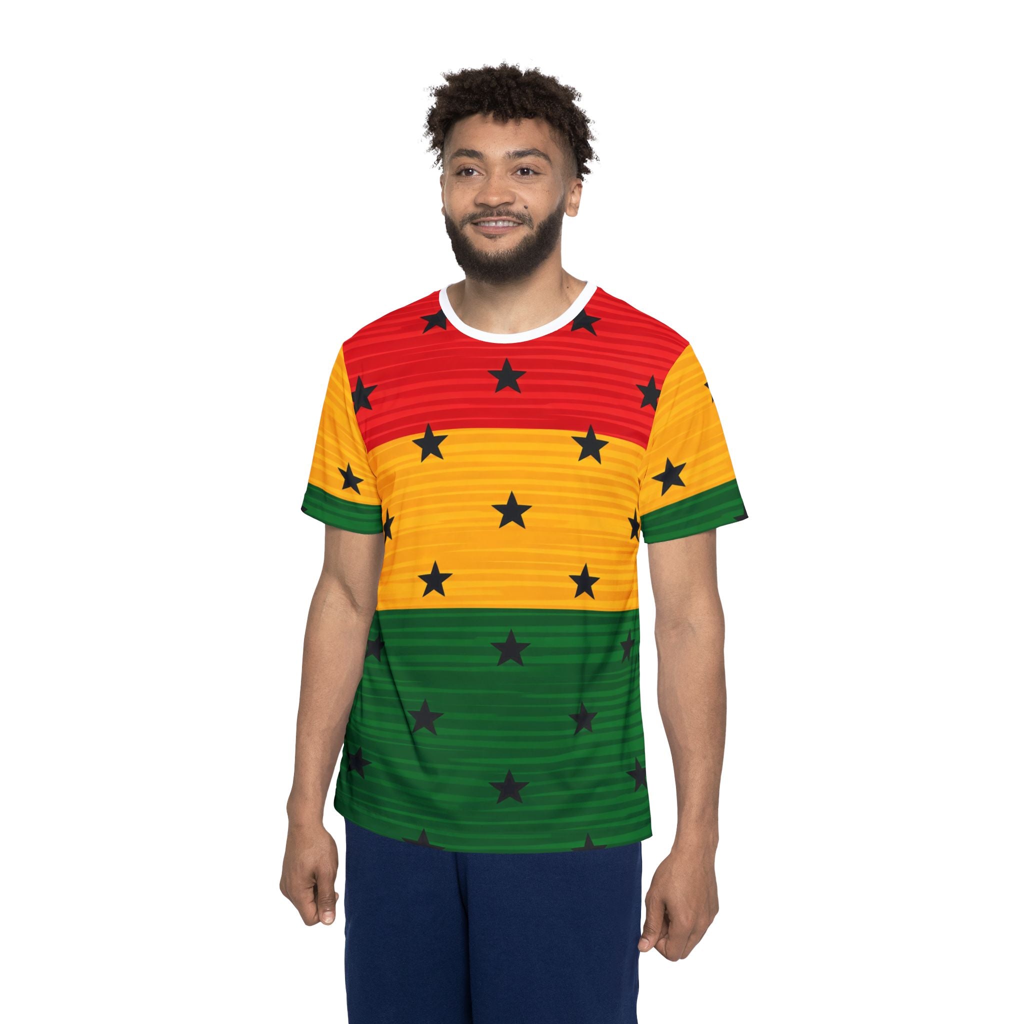 Ghana Red Yellow Green Star Stripe Jersey | Sports Jersey