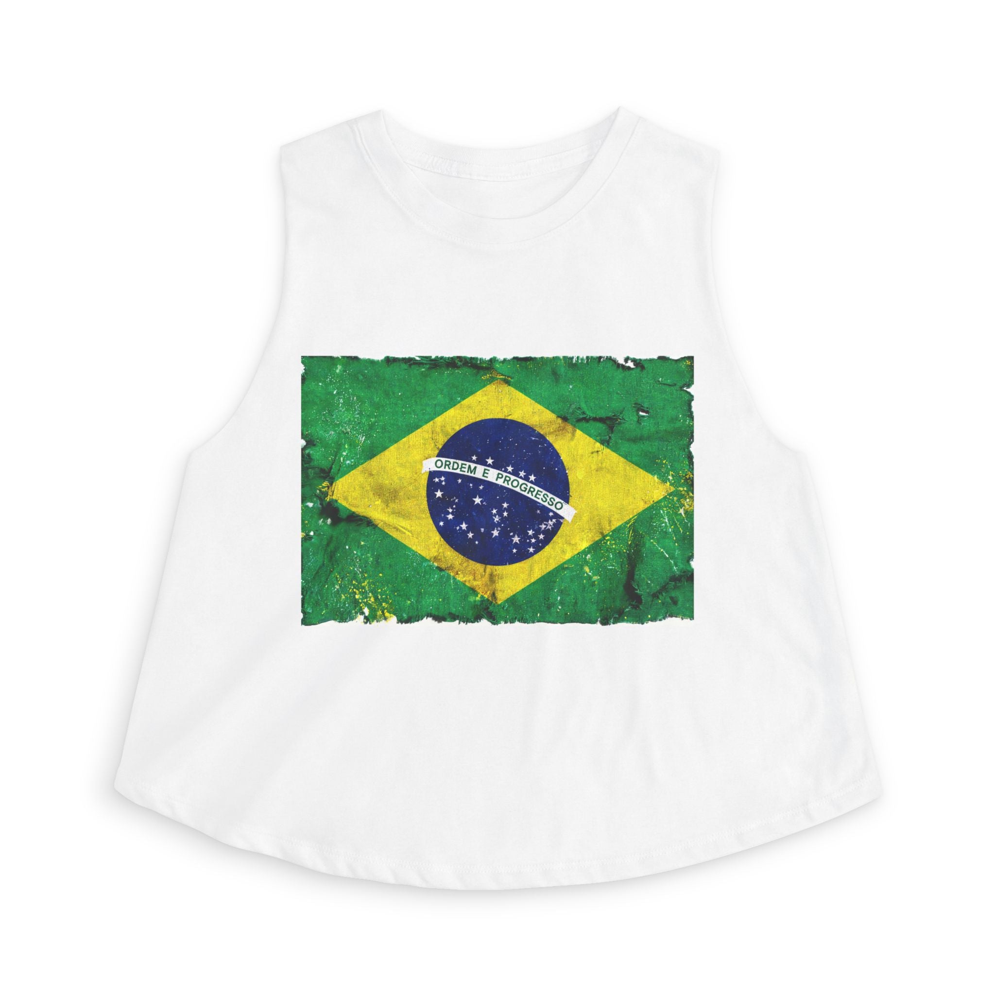 Brazil Flag Distressed Crop Top | Vintage Brazilian Flag Tank