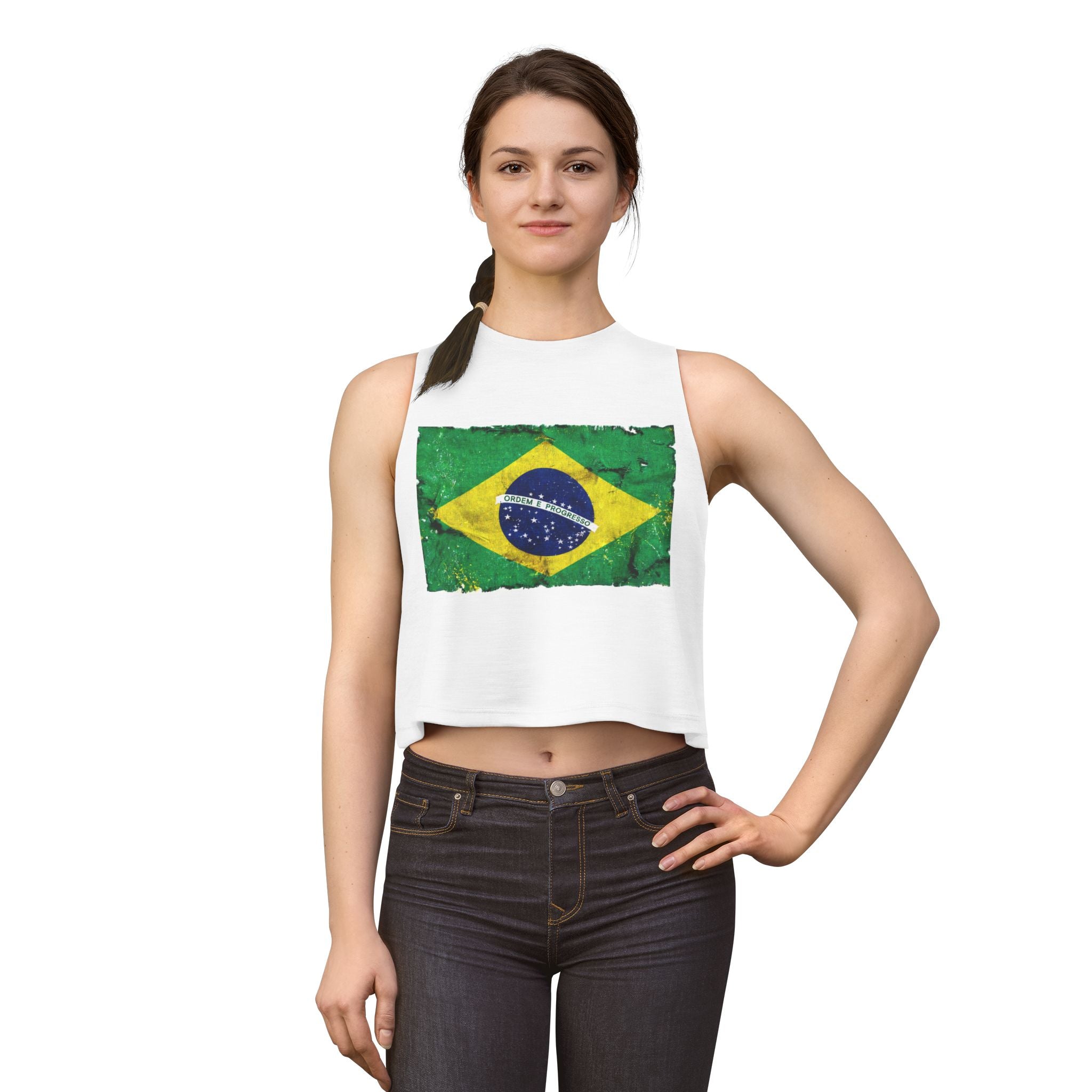 Brazil Flag Distressed Crop Top | Vintage Brazilian Flag Tank