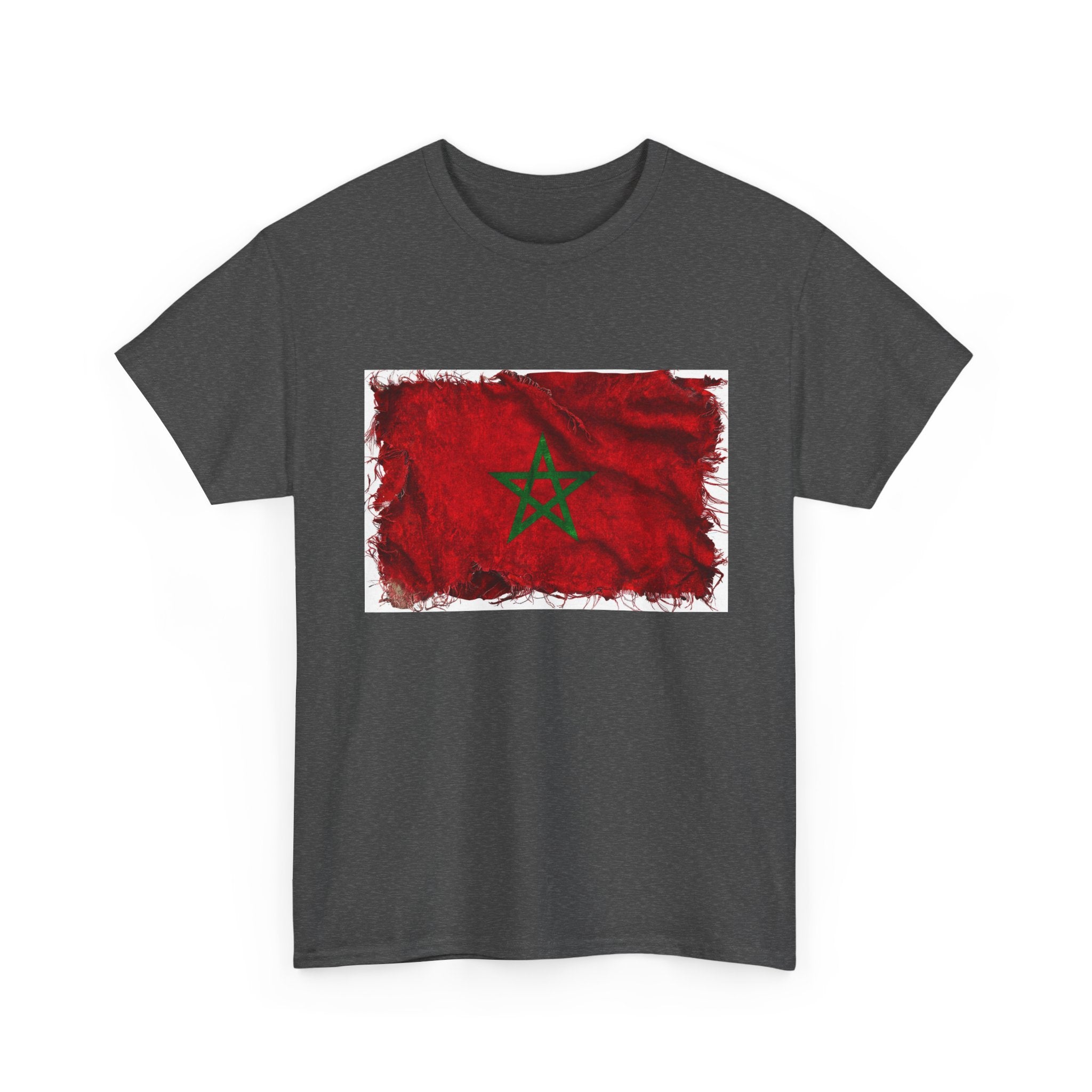 Distressed Morocco Flag Tee | Morocco Graphic Cotton T-Shirt