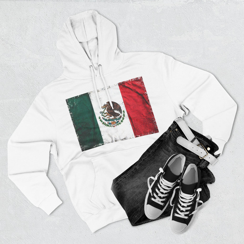 Distressed Mexico Flag Pullover Hoodie | Mexico Graphic Fleece Hoodie