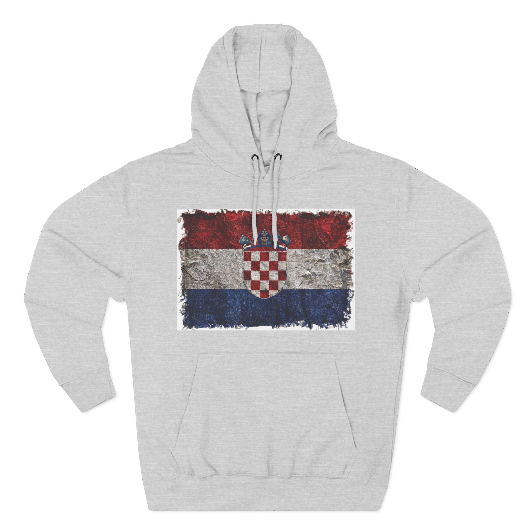 Distressed Croatia Flag Pullover Hoodie | Croatia Graphic Fleece Hoodie