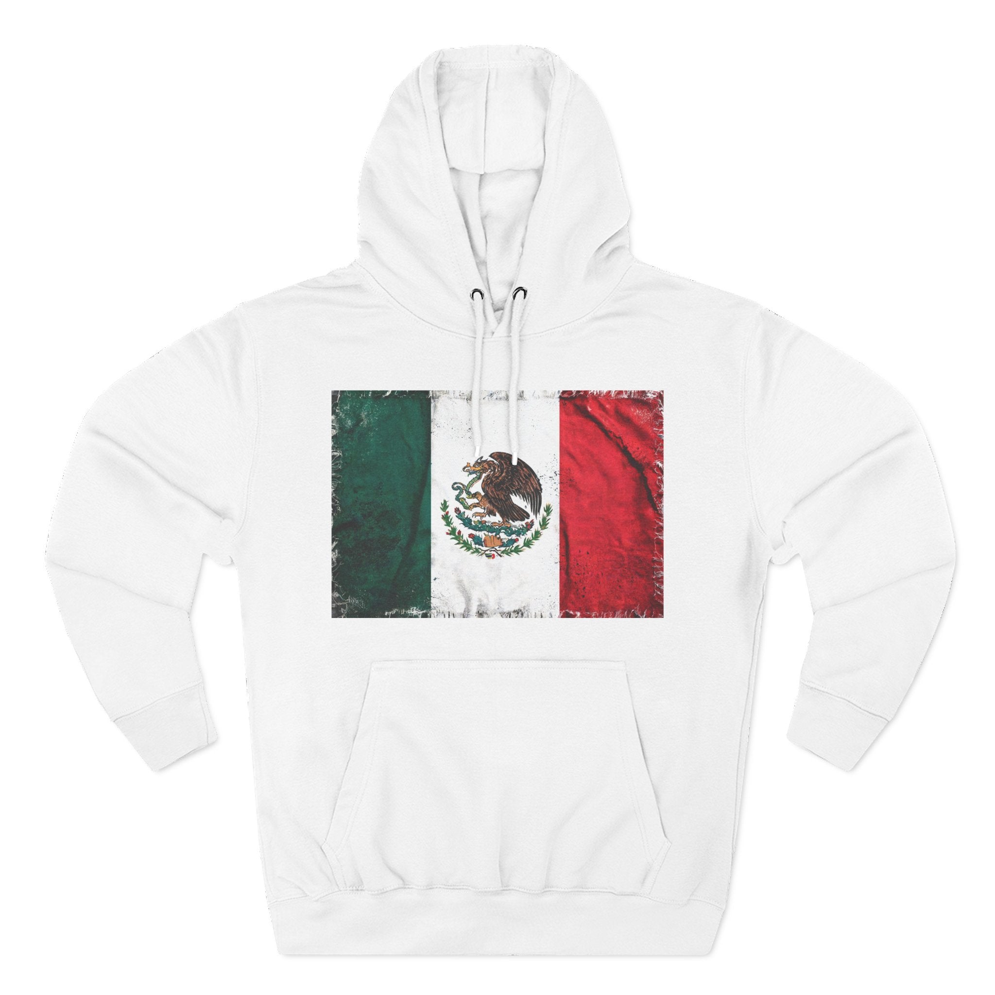 Distressed Mexico Flag Pullover Hoodie | Mexico Graphic Fleece Hoodie