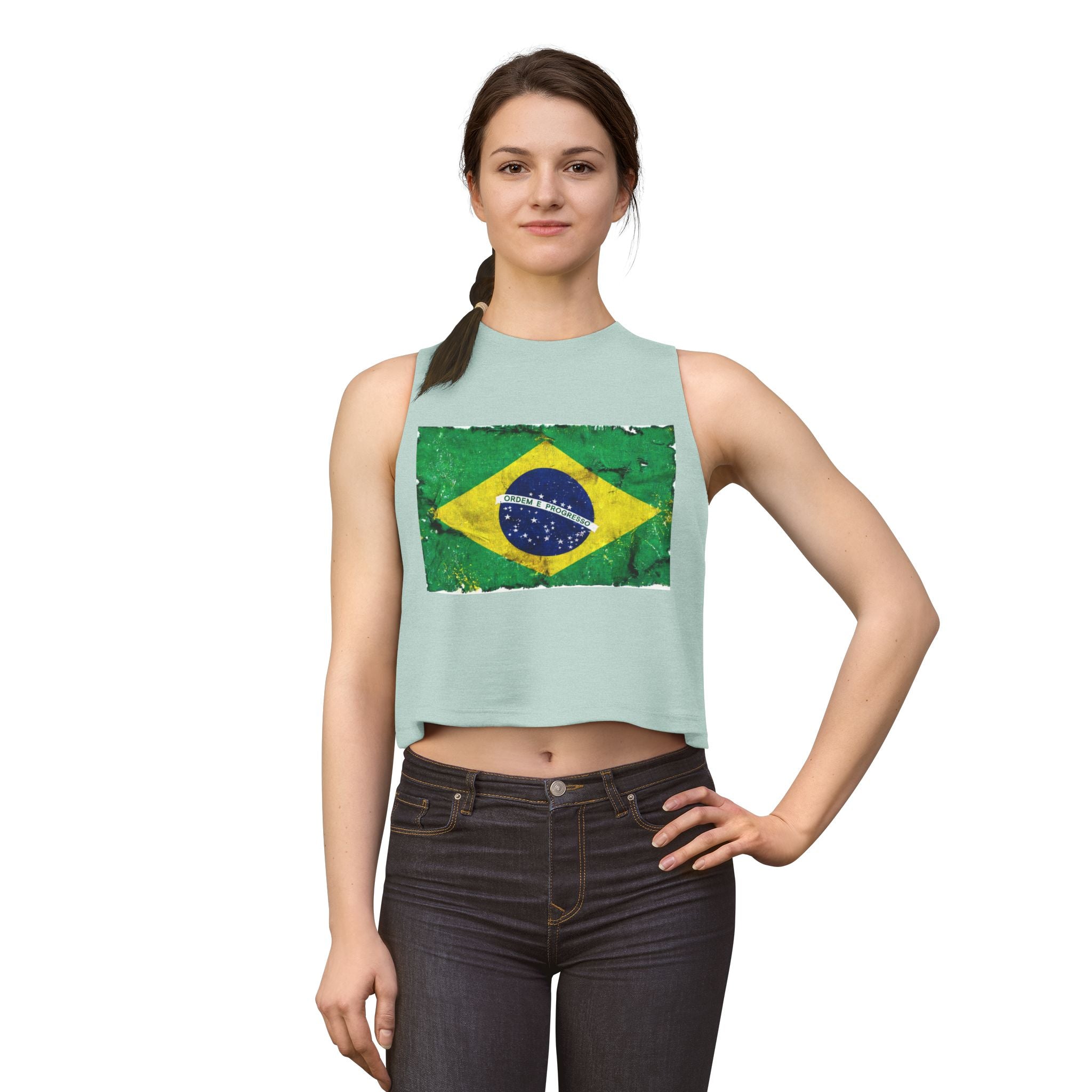 Brazil Flag Distressed Crop Top | Vintage Brazilian Flag Tank
