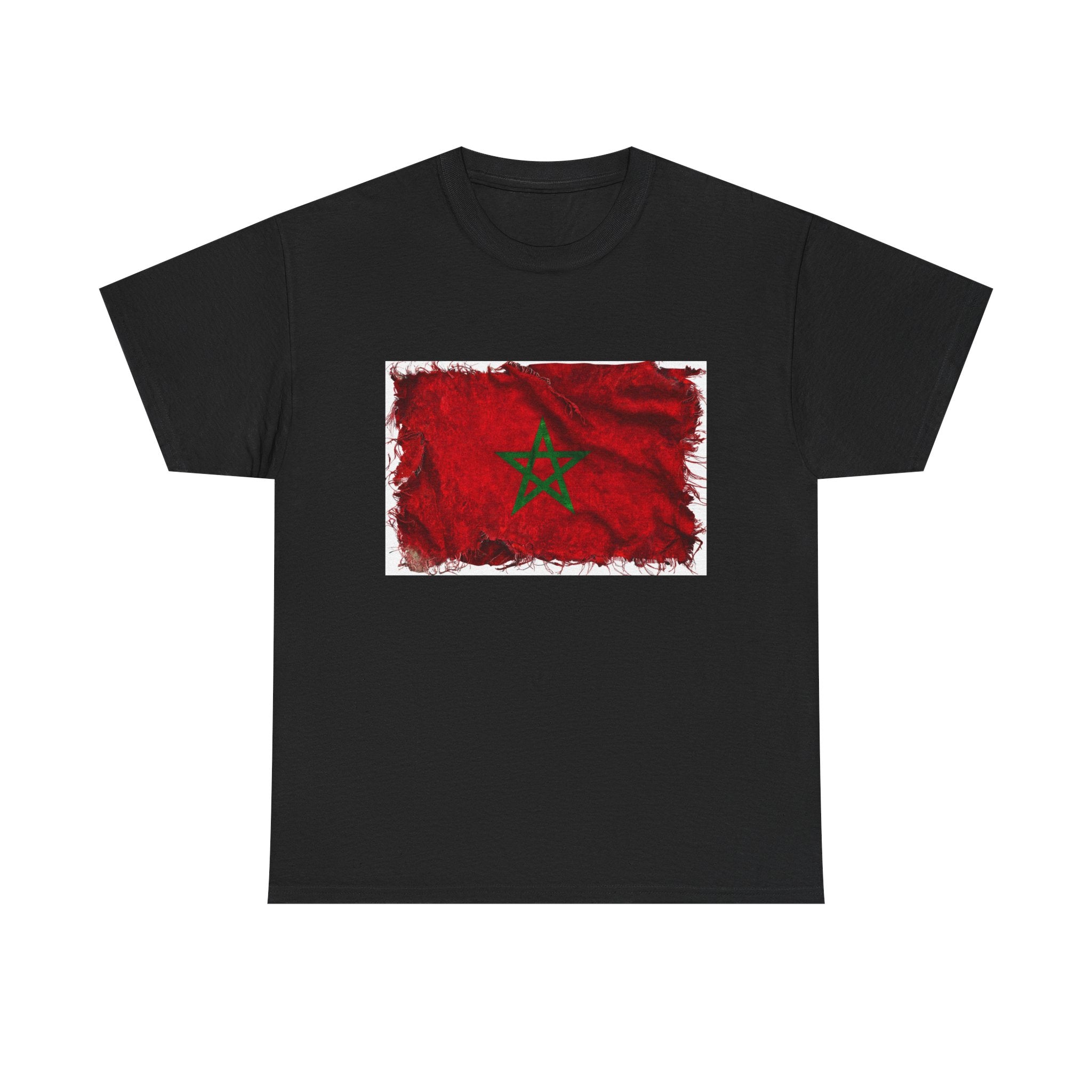 Distressed Morocco Flag Tee | Morocco Graphic Cotton T-Shirt
