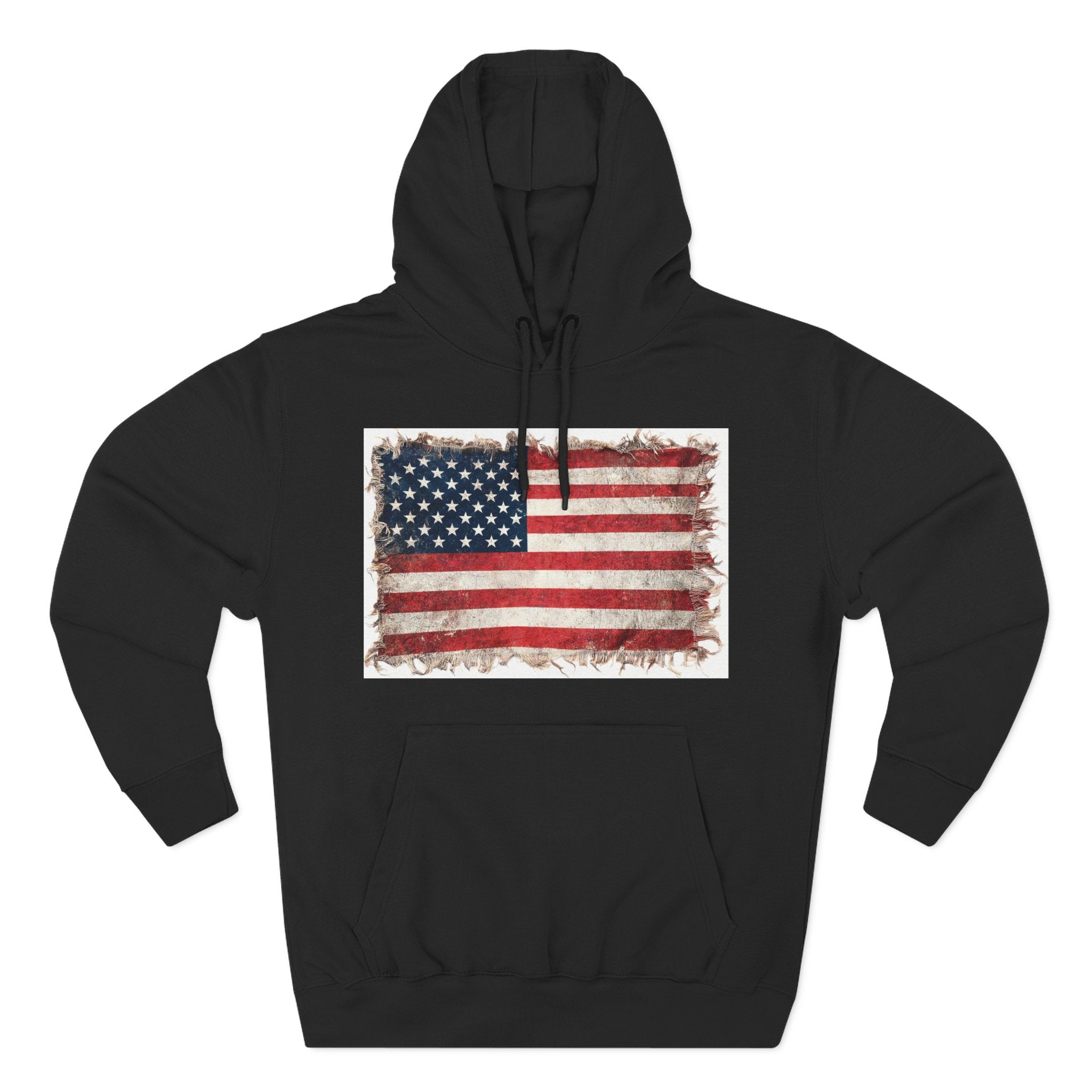 Distressed USA Flag Pullover Hoodie | USA American Flag Fleece Hoodie
