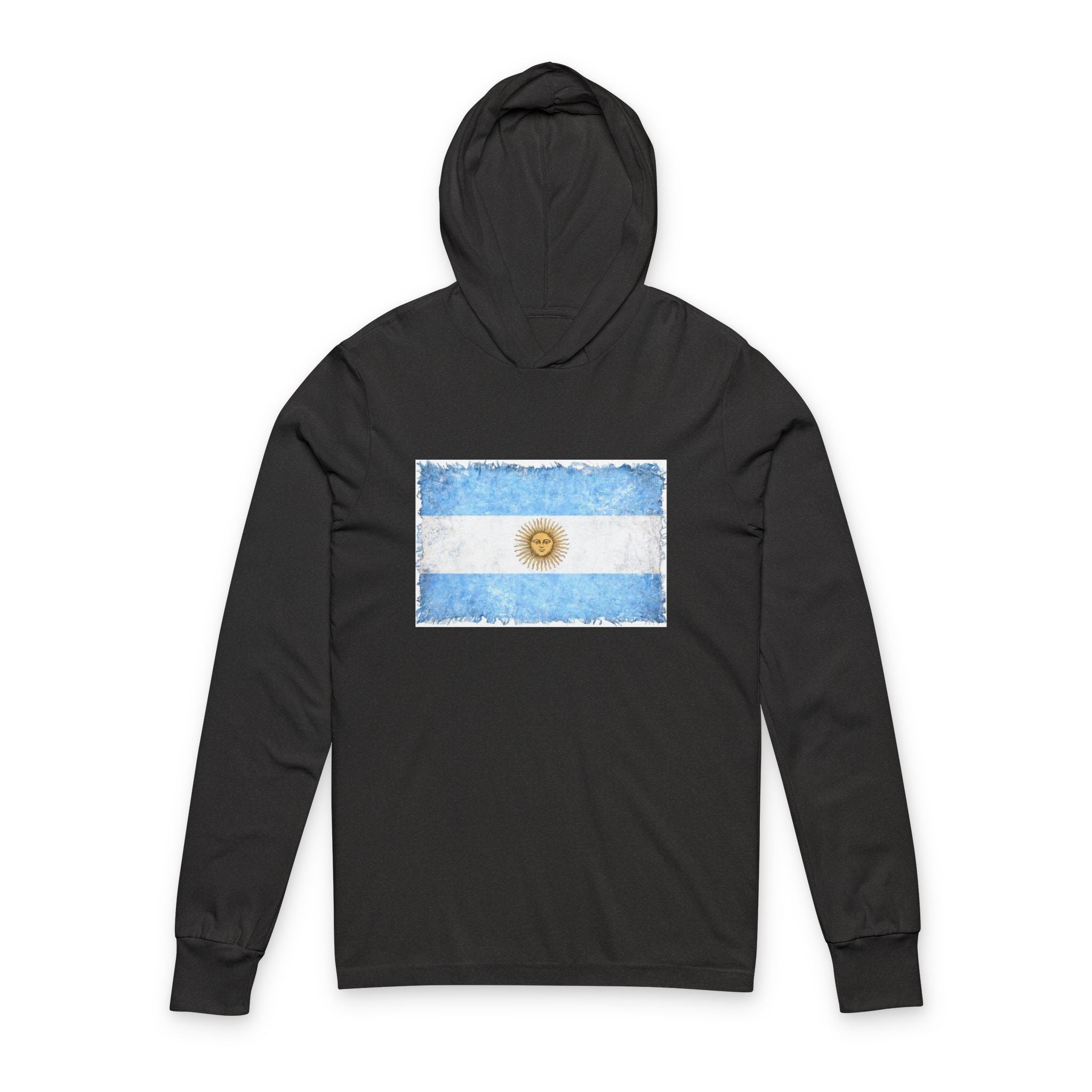 Argentinian Flag Brushstroke Hoodie | Argentina Flag Long Sleeve Hooded Tee