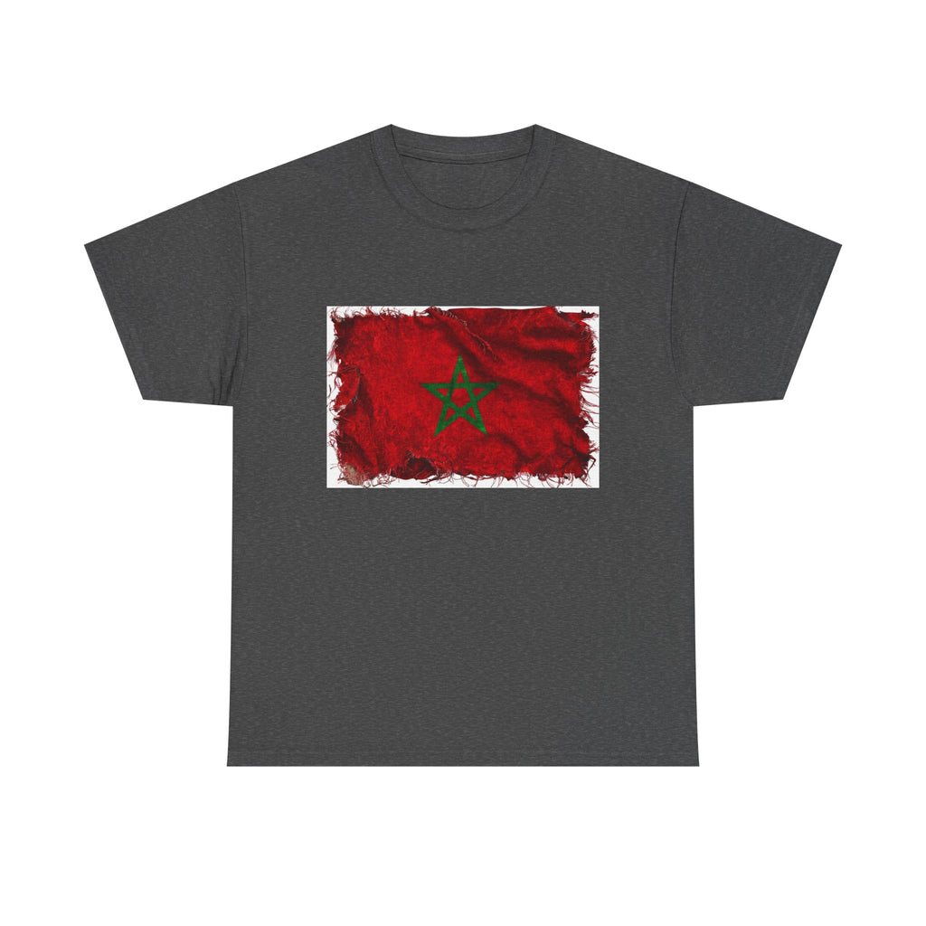 Distressed Morocco Flag Tee | Morocco Graphic Cotton T-Shirt