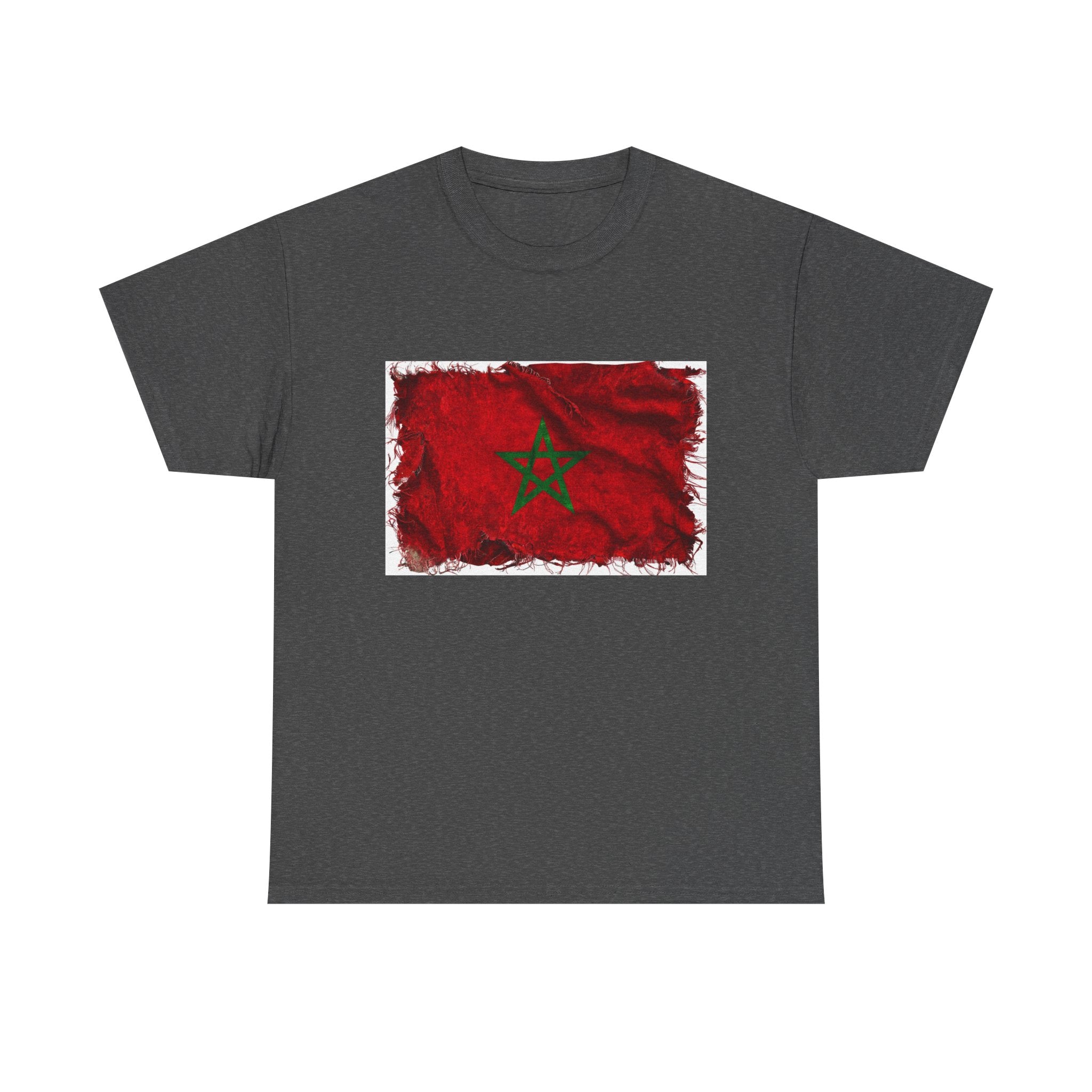 Distressed Morocco Flag Tee | Morocco Graphic Cotton T-Shirt