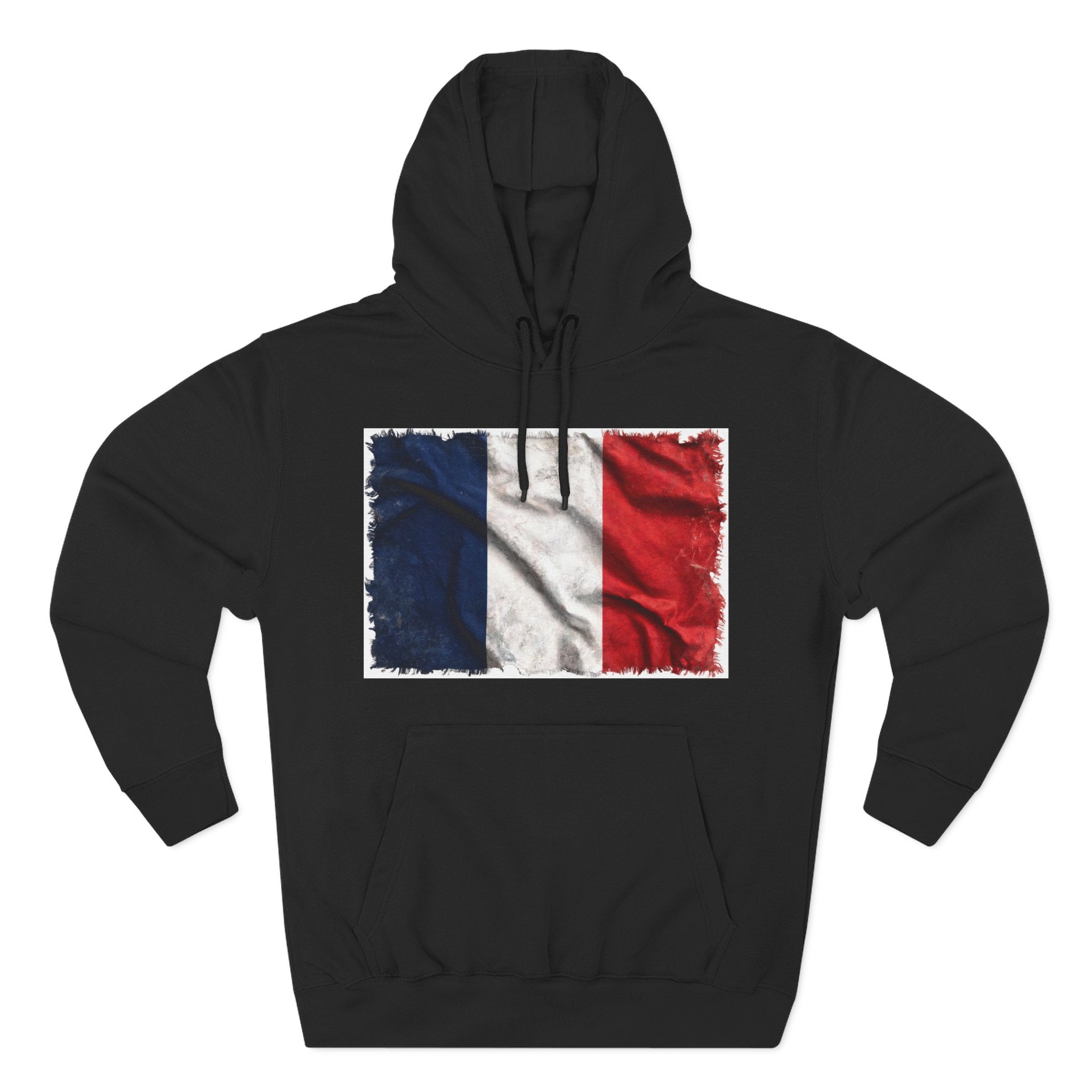 Distressed France Flag Pullover Hoodie | France Graphic Fleece Hoodie