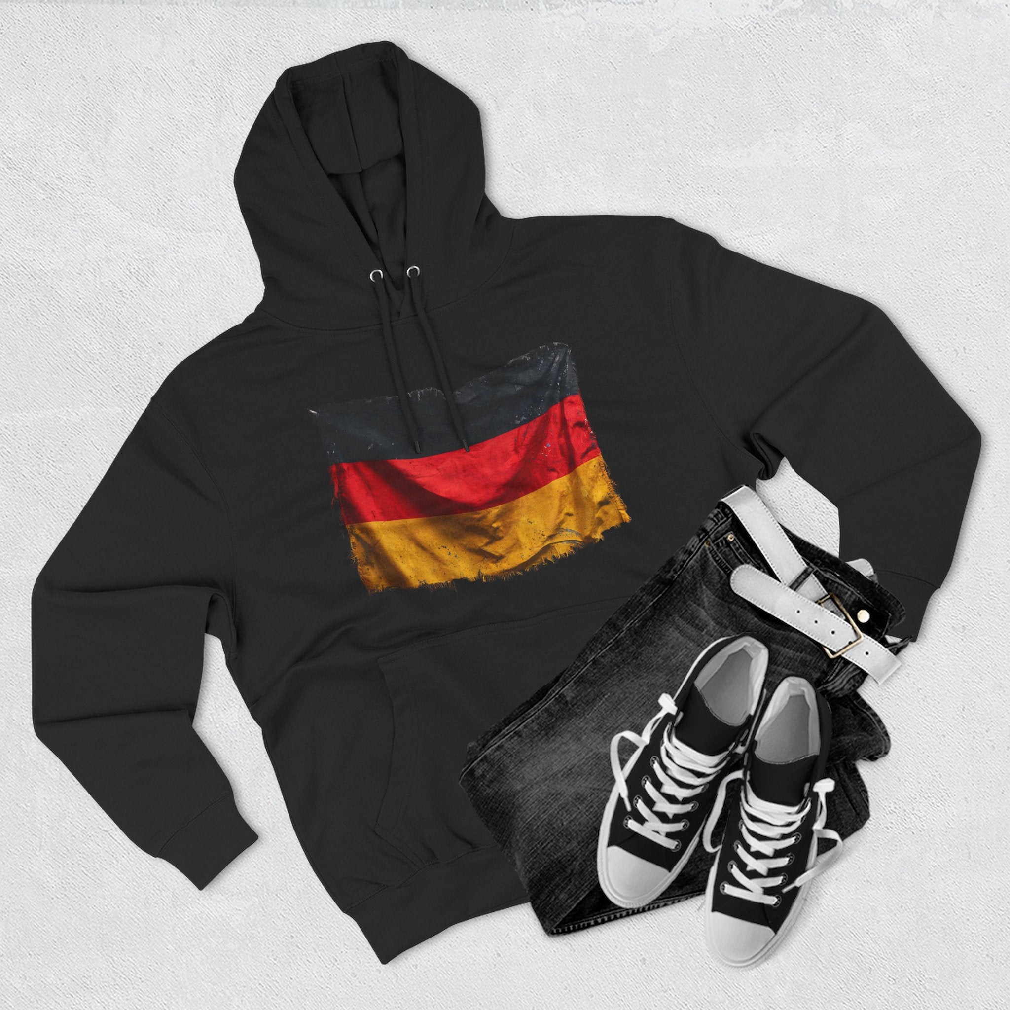 Distressed Germany Flag Pullover Hoodie | Germany Graphic Fleece Hoodie