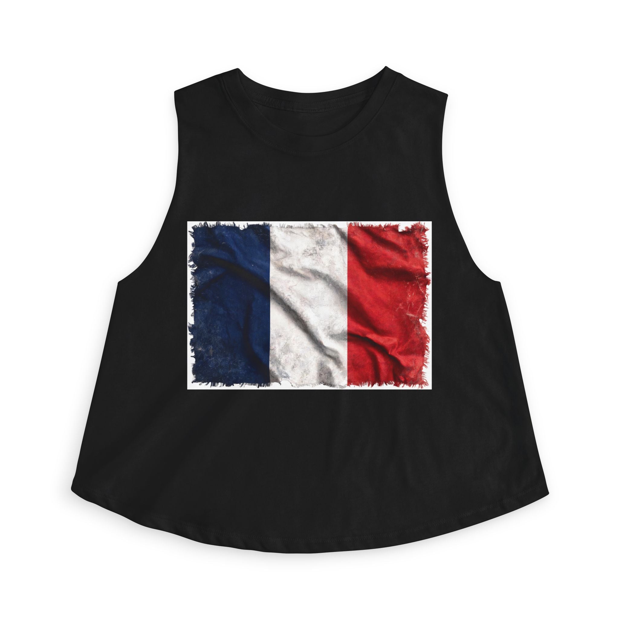 Distressed French Flag Crop Top | France Tricolor Tank