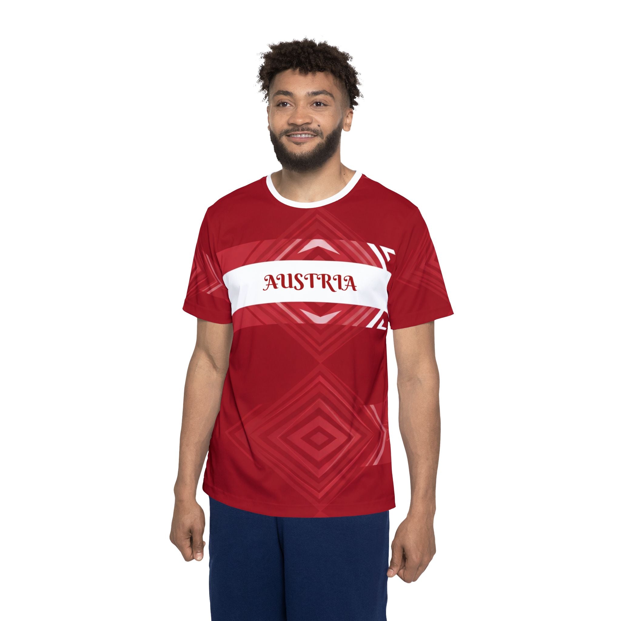 Austria Stripe Pattern Soccer Jersey - Minimalist Football Fan Shirt