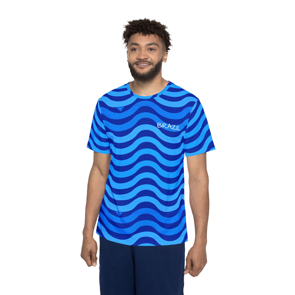 Blue Wavy Pattern Brazil Jersey | Sports Shirt