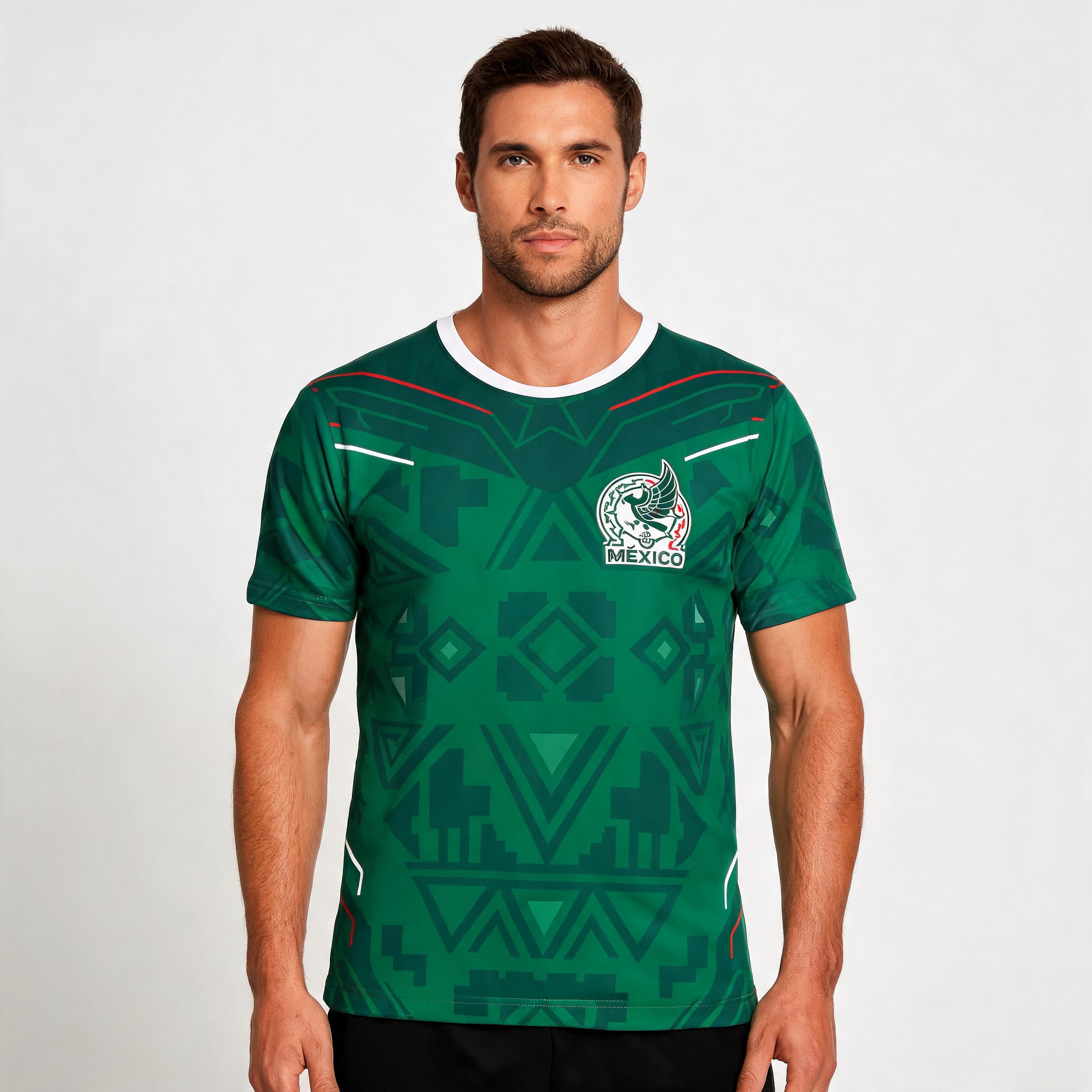 Mexico Geometric Pattern Soccer Jersey - Minimalist Football Fan Shirt