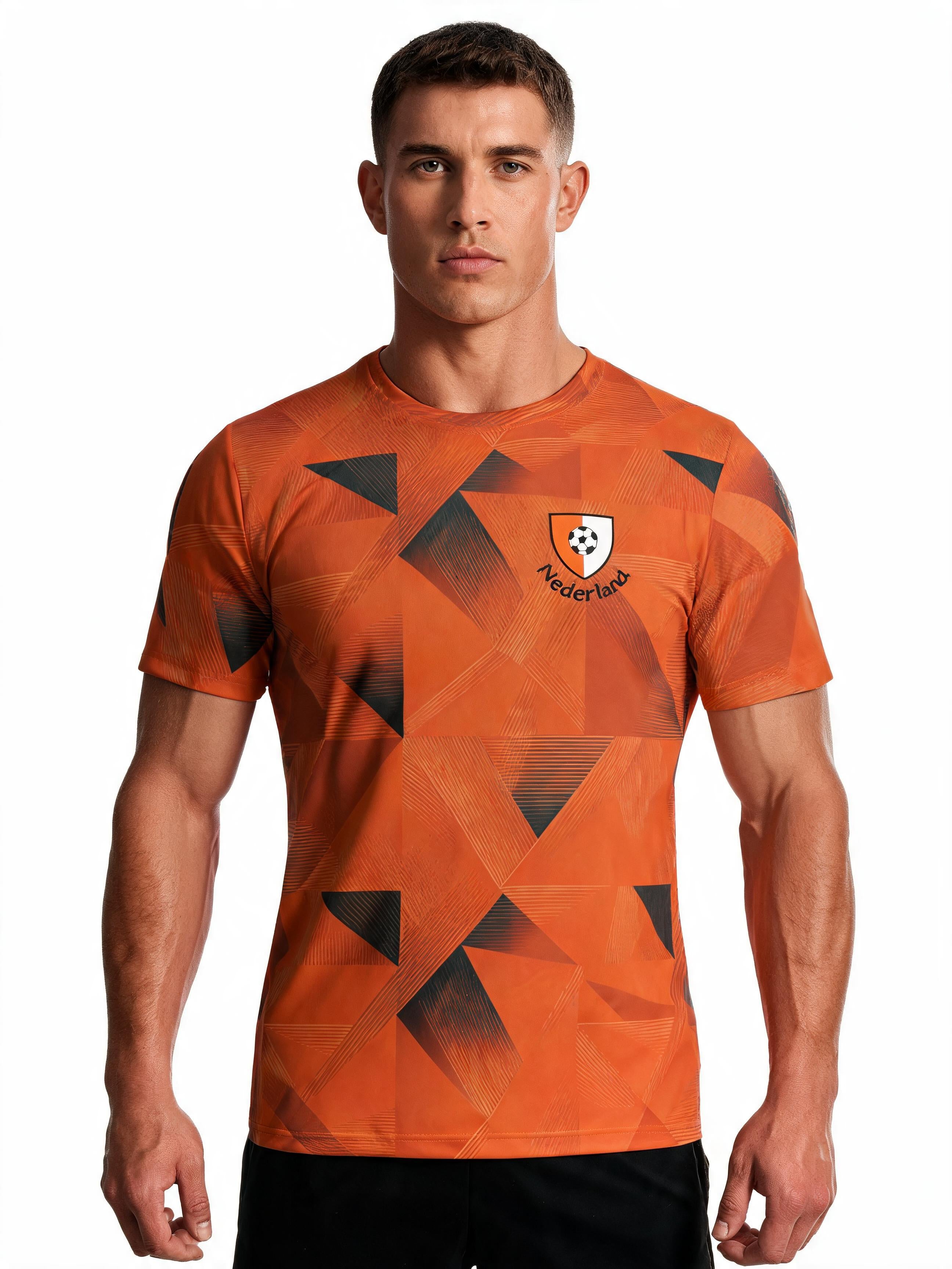 Netherlands Orange Geometric Print Jersey | Sports Shirt