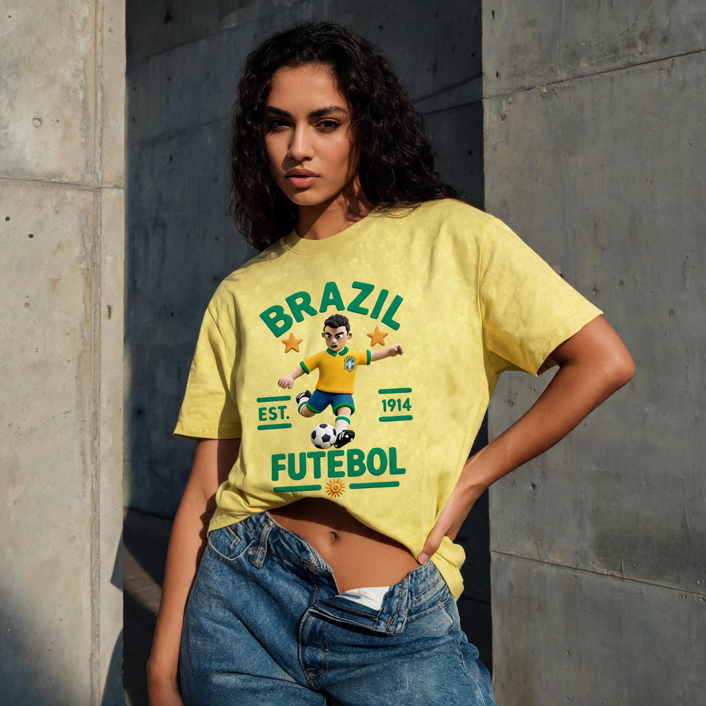 Lookbook shot of the Brazil Claymation snow-washed cotton tee