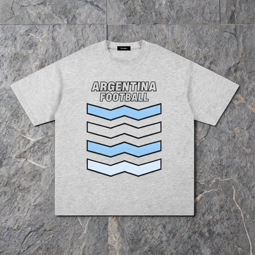 Argentina 2026 unisex cotton tee on model — front view, studio background