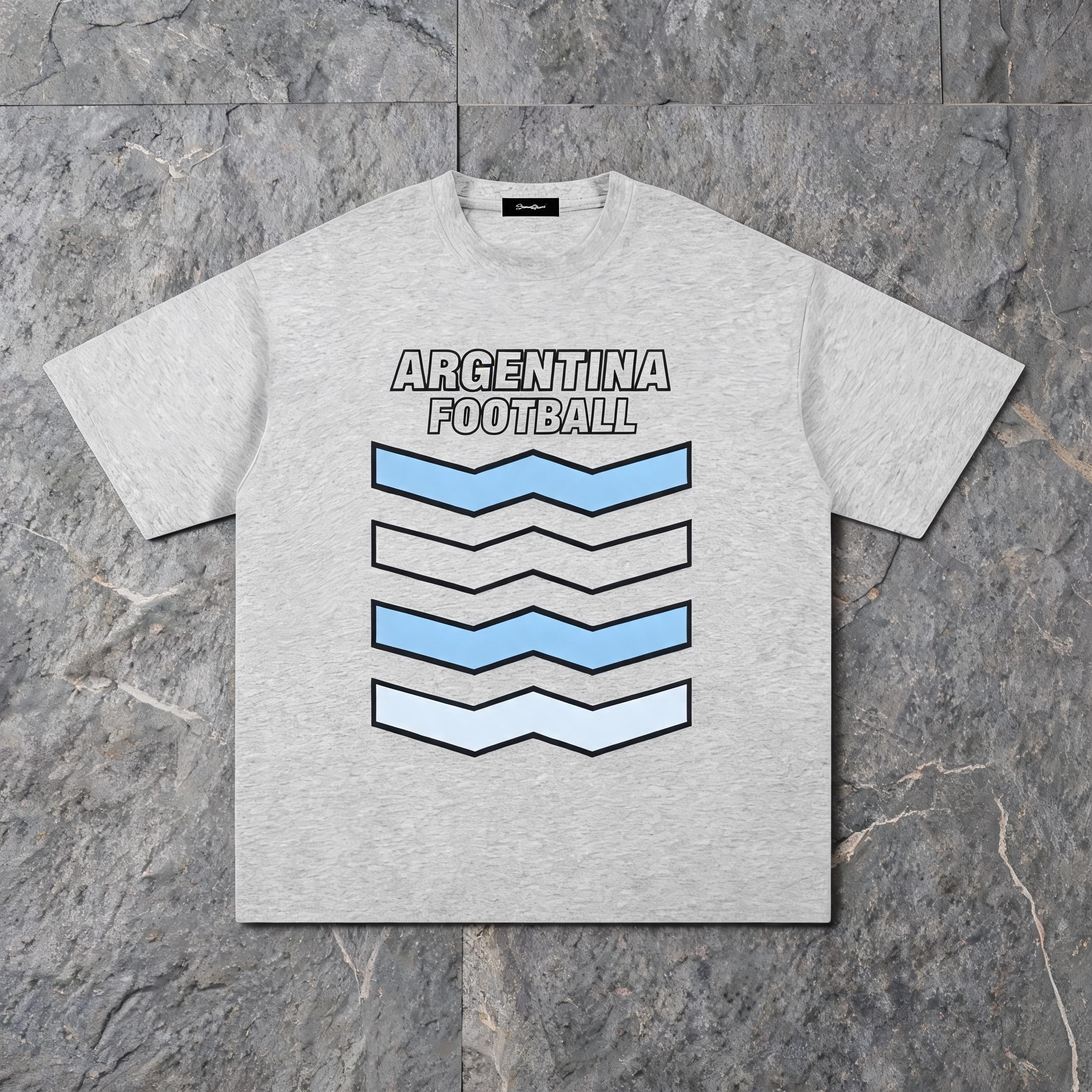 Argentina 2026 unisex cotton tee on model — front view, studio background