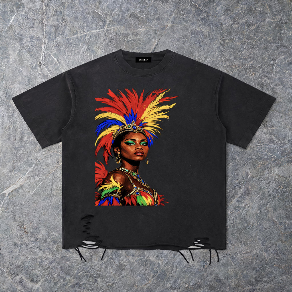 Cultura Brasileira snow-washed raw-hem heavyweight cotton tee, front view
