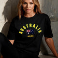 Australia 2026 unisex cotton tee — mid-shot detail of front graphic print