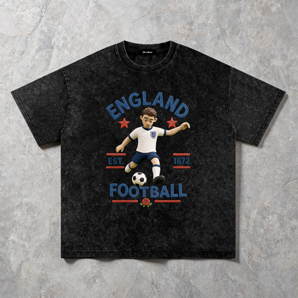 Lookbook shot of the England Claymation snow-washed cotton tee