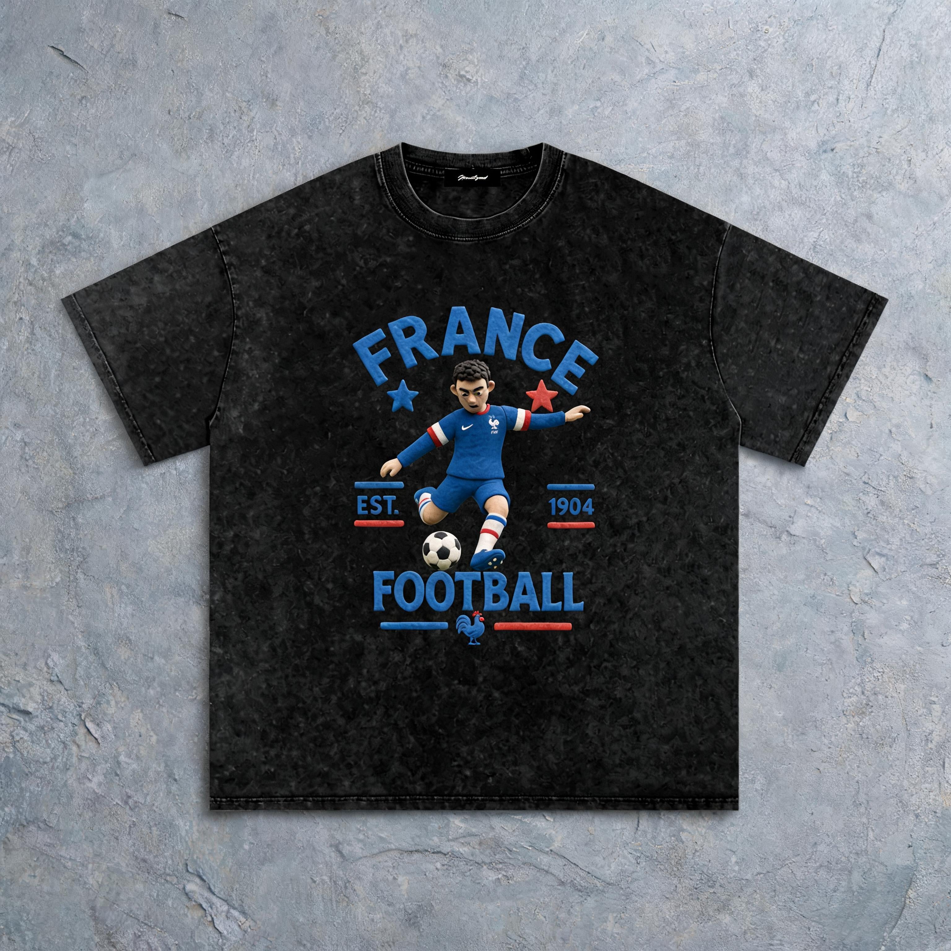 France Claymation Edition tee with a hand-sculpted 3D claymation national-team crest in raised DTF print