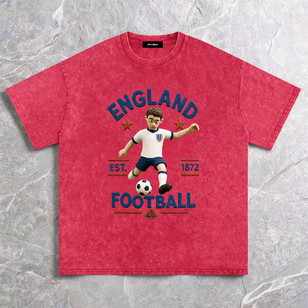 England Claymation Edition tee with a hand-sculpted 3D claymation national-team crest in raised DTF print
