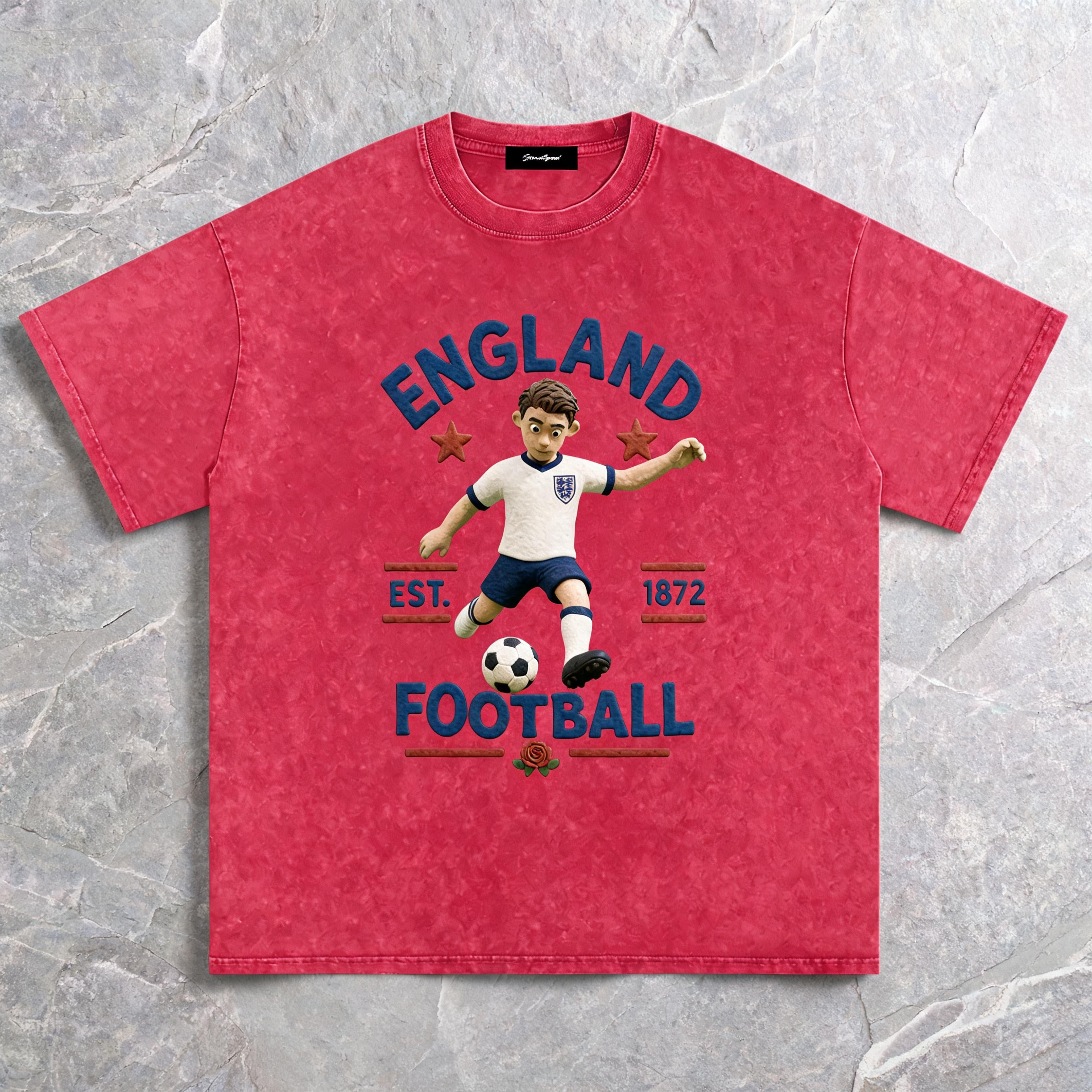 England Claymation Edition tee with a hand-sculpted 3D claymation national-team crest in raised DTF print