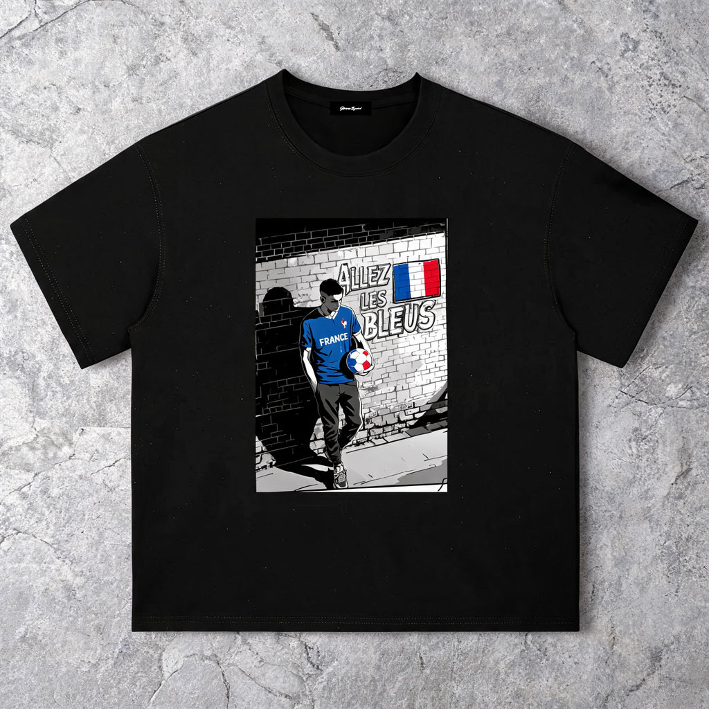 Noir Culture France Edition tee with high-contrast monochrome black-and-white streetwear art