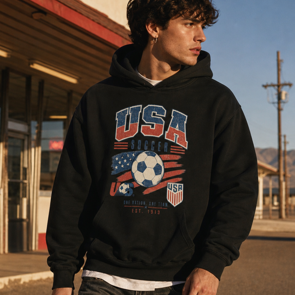 USA Vintage Soccer Hoodie — Stars & Stripes