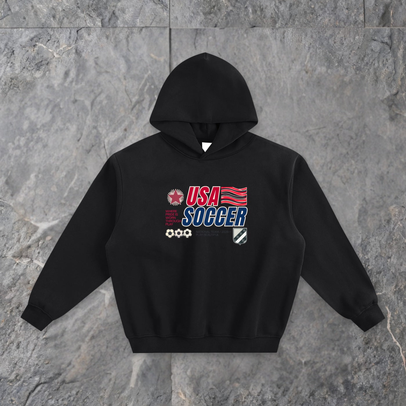 USA 90s Blockcore Fleeced Boxy Hoodie