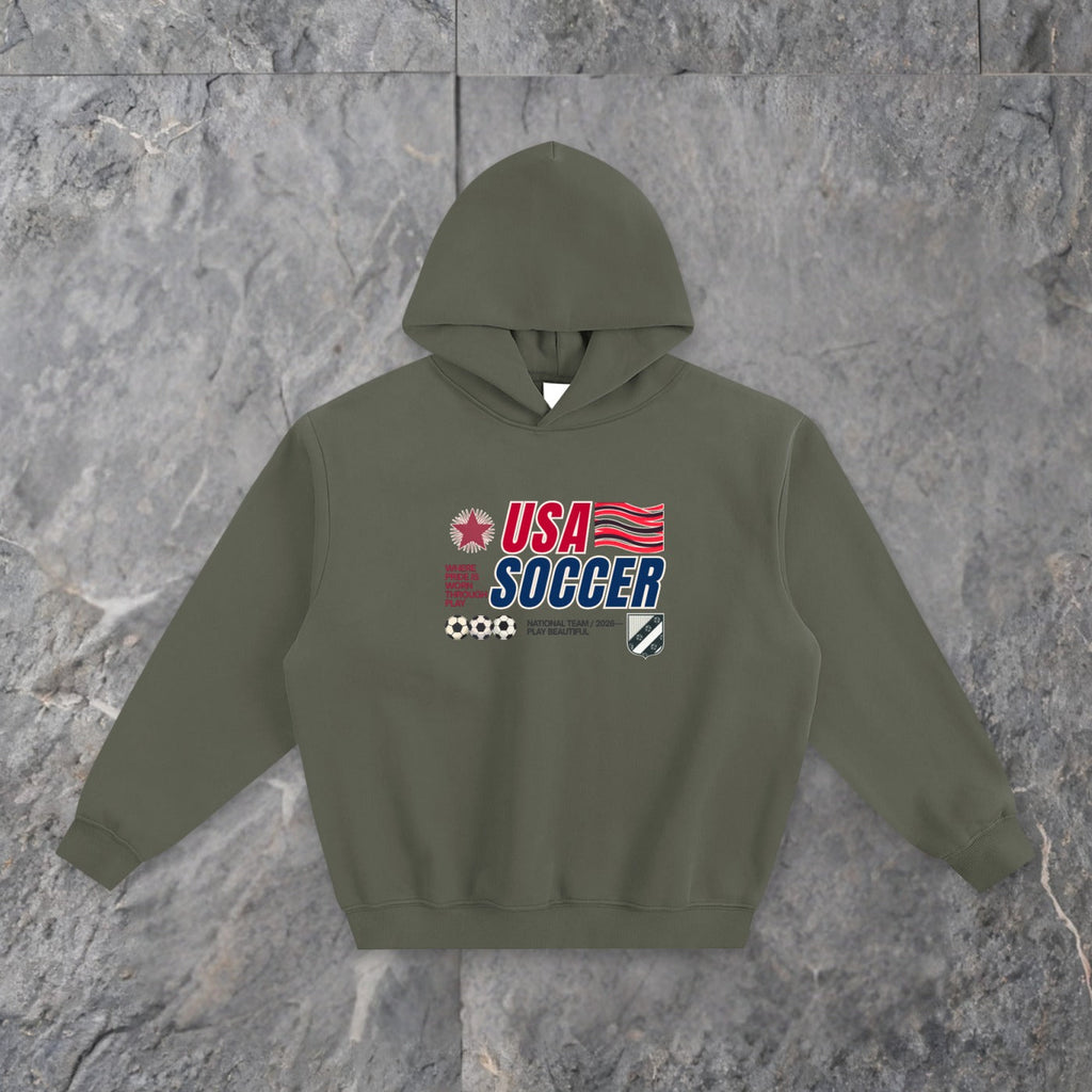 USA 90s Blockcore Fleeced Boxy Hoodie