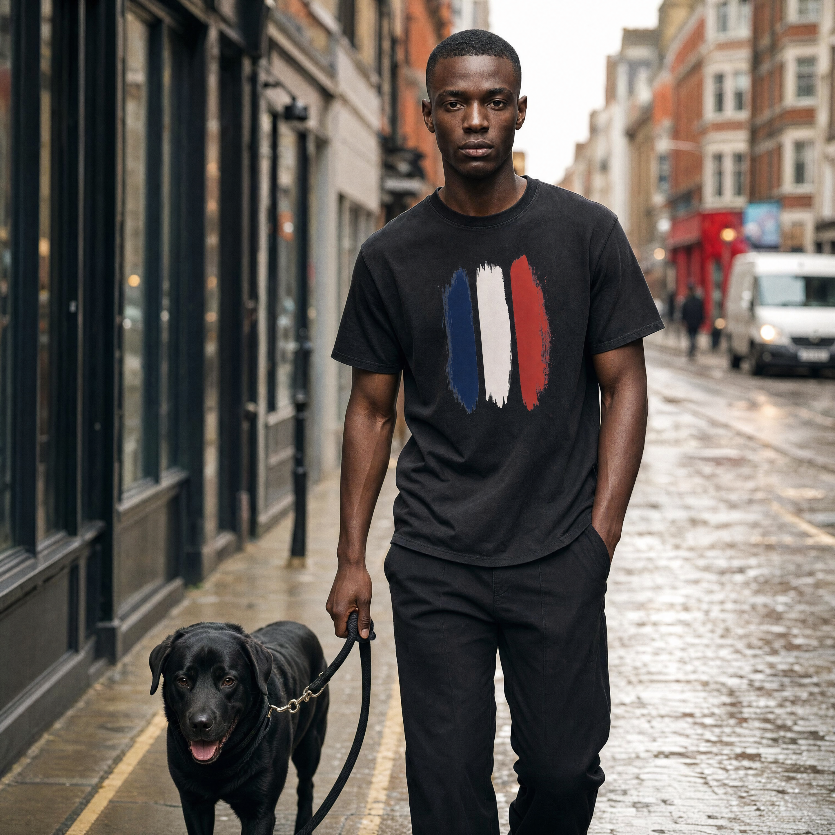 Brushstrokes France Enzyme Washed T-Shirt — soho streetstyle pets lifestyle