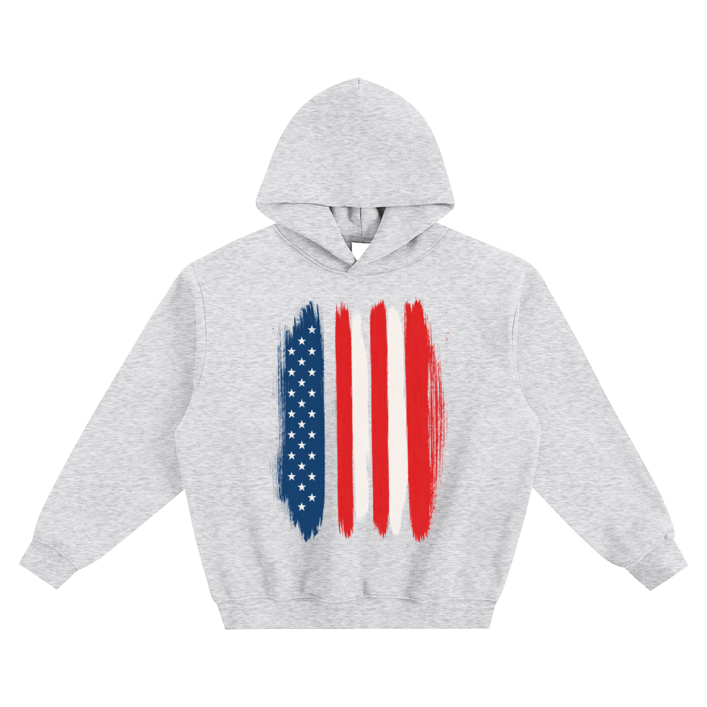 Brushstrokes Fleeced Boxy Hoodie - USA Edition