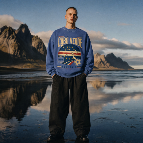 Cabo Verde Vintage Football Crewneck — mountain lake lifestyle