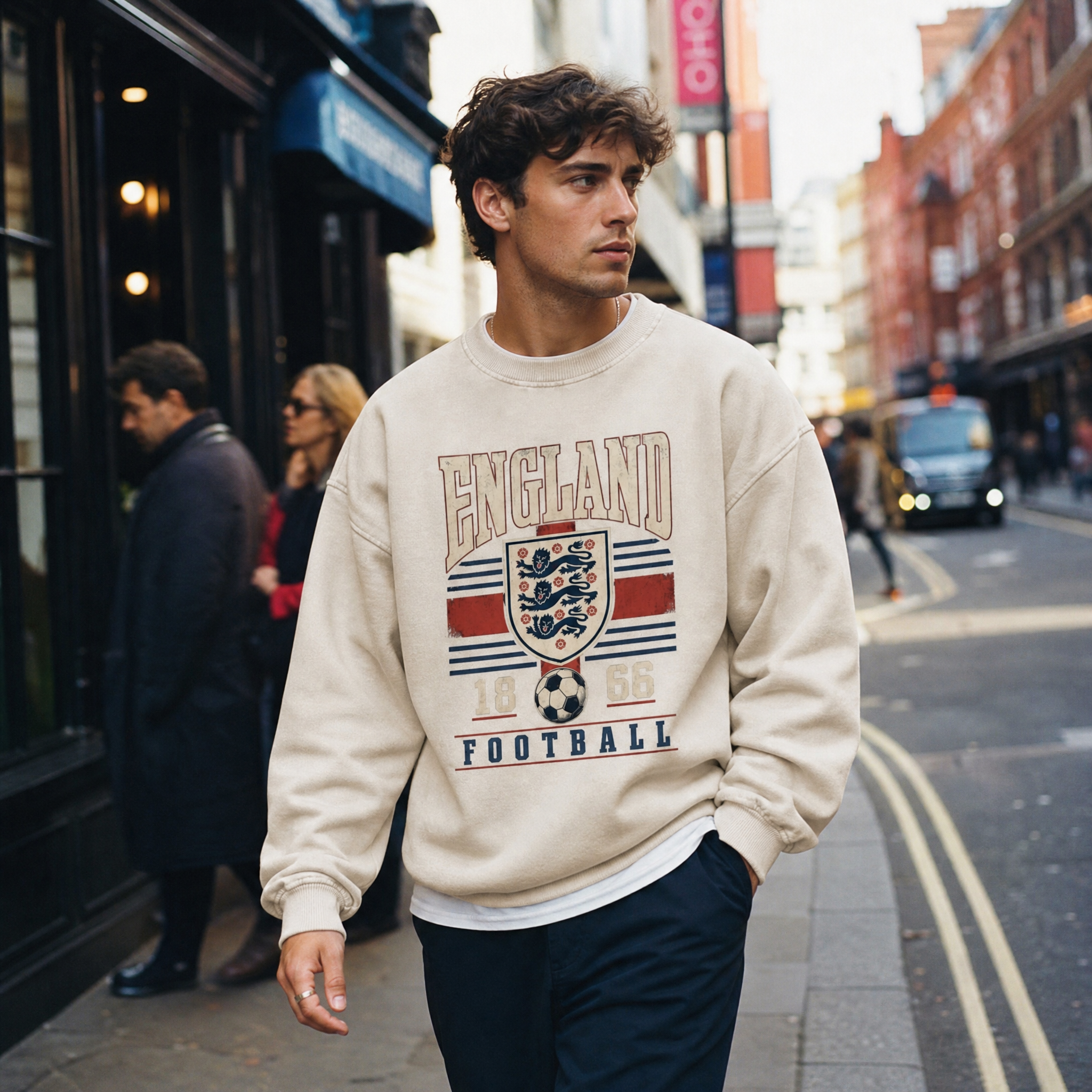 England Vintage Football Crewneck — london street lifestyle