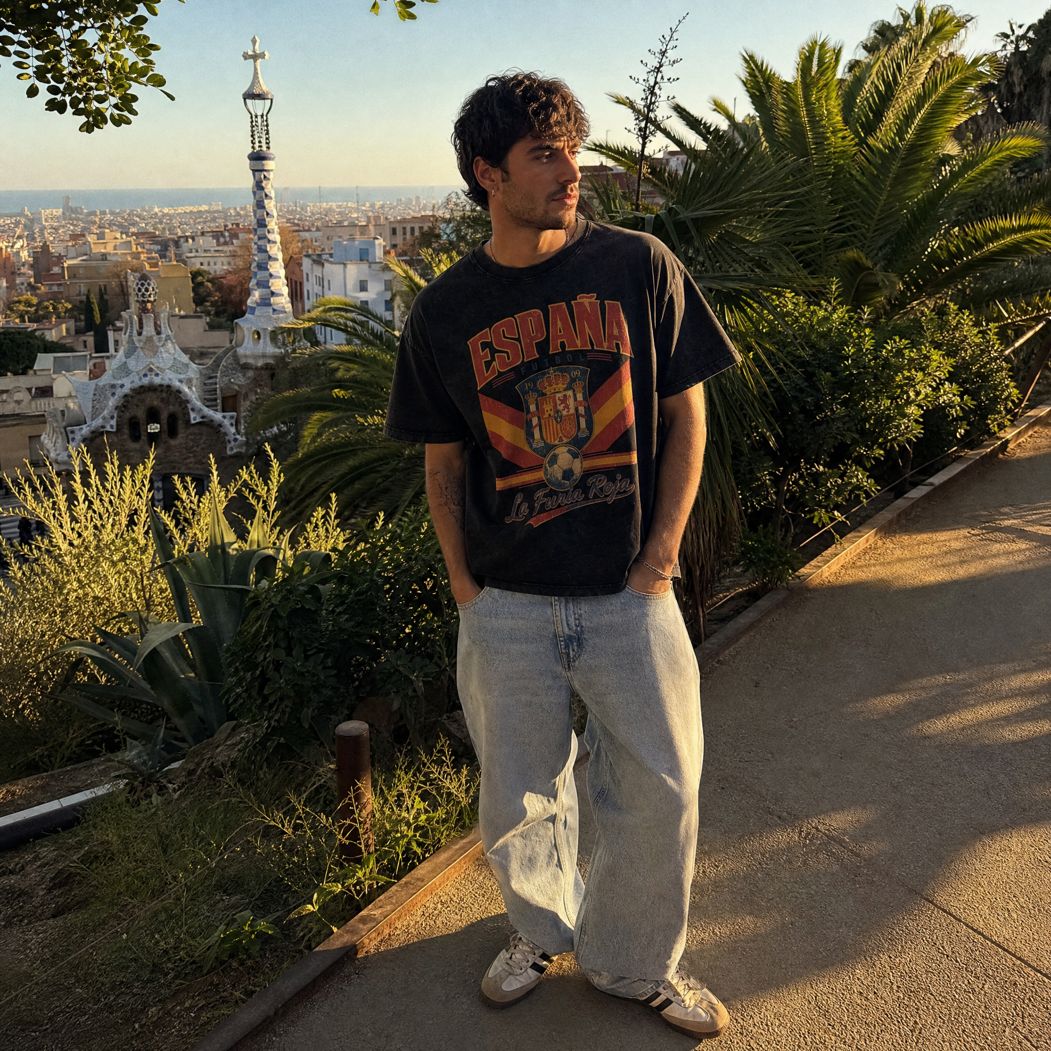 España Vintage Football Tee — Furia Roja — barcelona overlook lifestyle